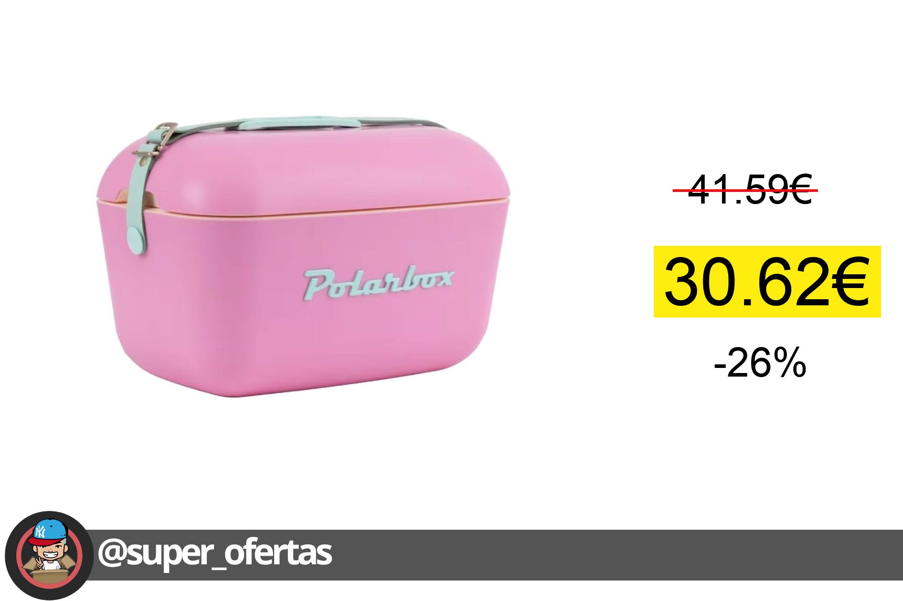 Cuponazo 〽 Nevera CoolerBag 20L Rosa Chicle con Asa y Letras Verde Agua Polarbox