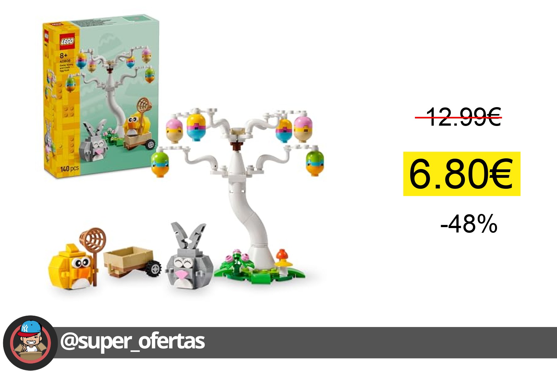 〽 LEGO Búsqueda de Huevos de Pascua del Conejo y el Pollito - Figuras de Animales Inc. Conejo