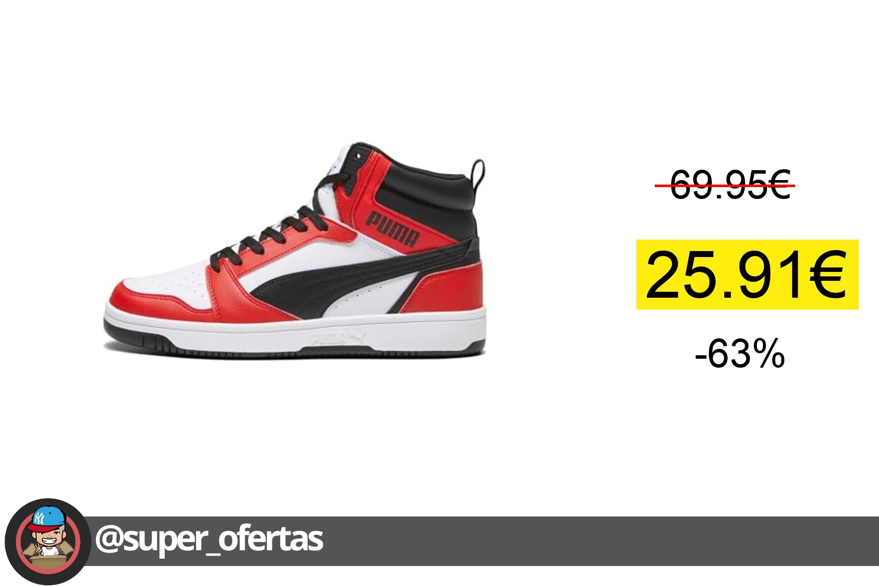 〽 PUMA Rebound V6, Zapatillas Unisex adulto, Puma White Puma Black For All Time Red, 37.5 EU