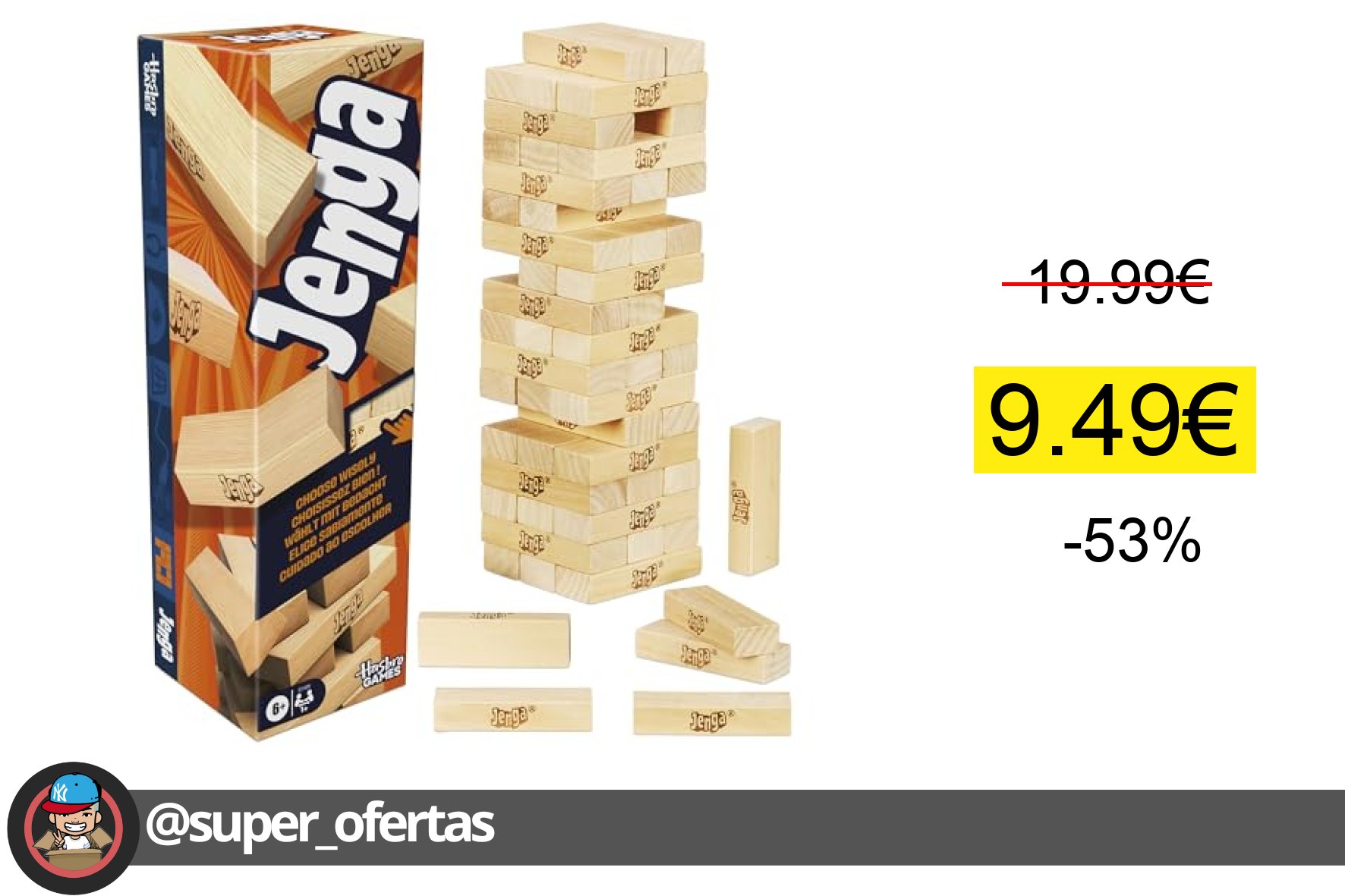 〽 Juegos Hasbro Oficiales Juego Jenga con Dado Digital Juego Jenga c oferta descuento