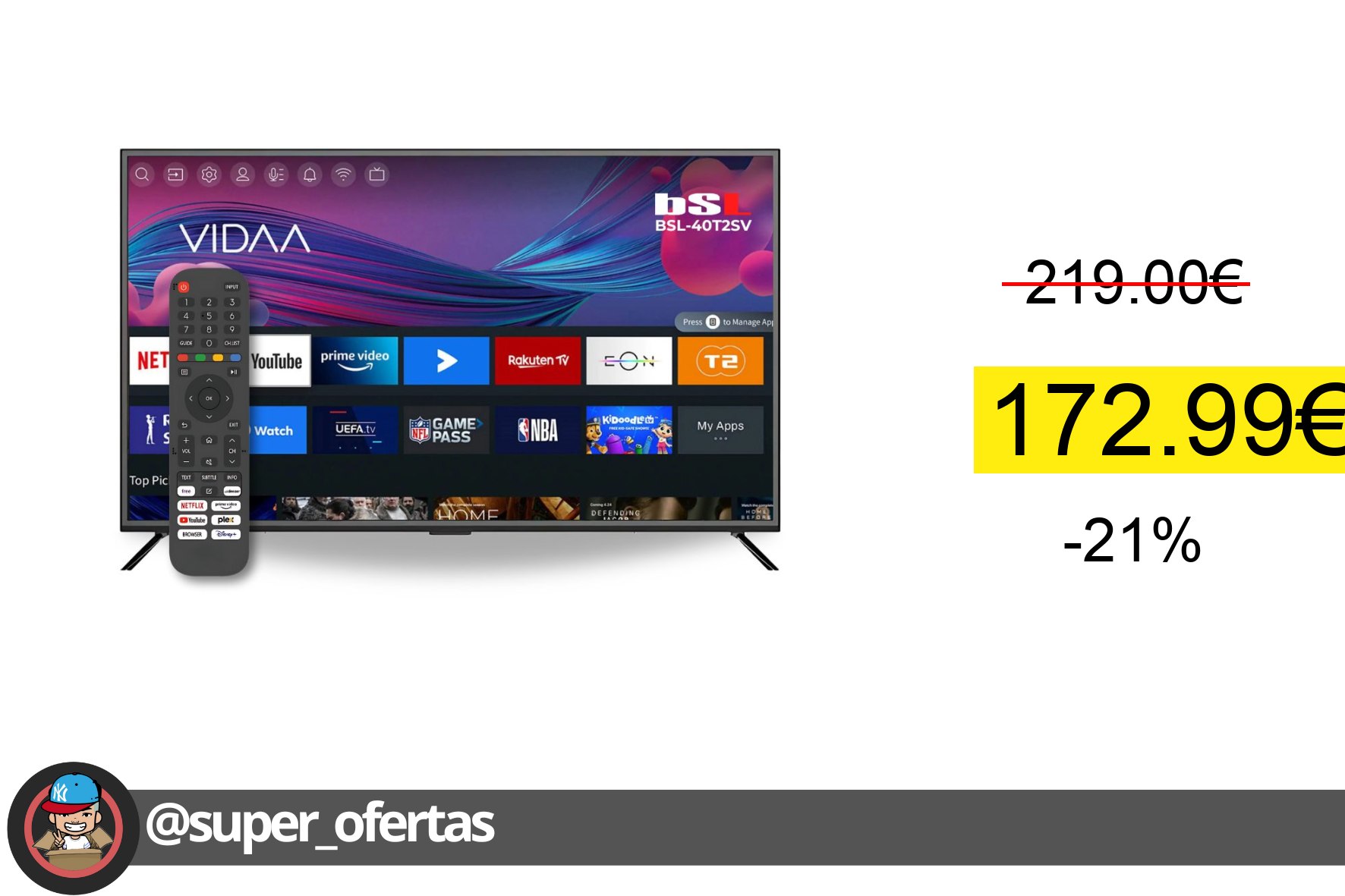 Cuponazo 〽 Smart TV 40” Full HD LED Con Wifi Y Hdmi – Compatible Con Netflix