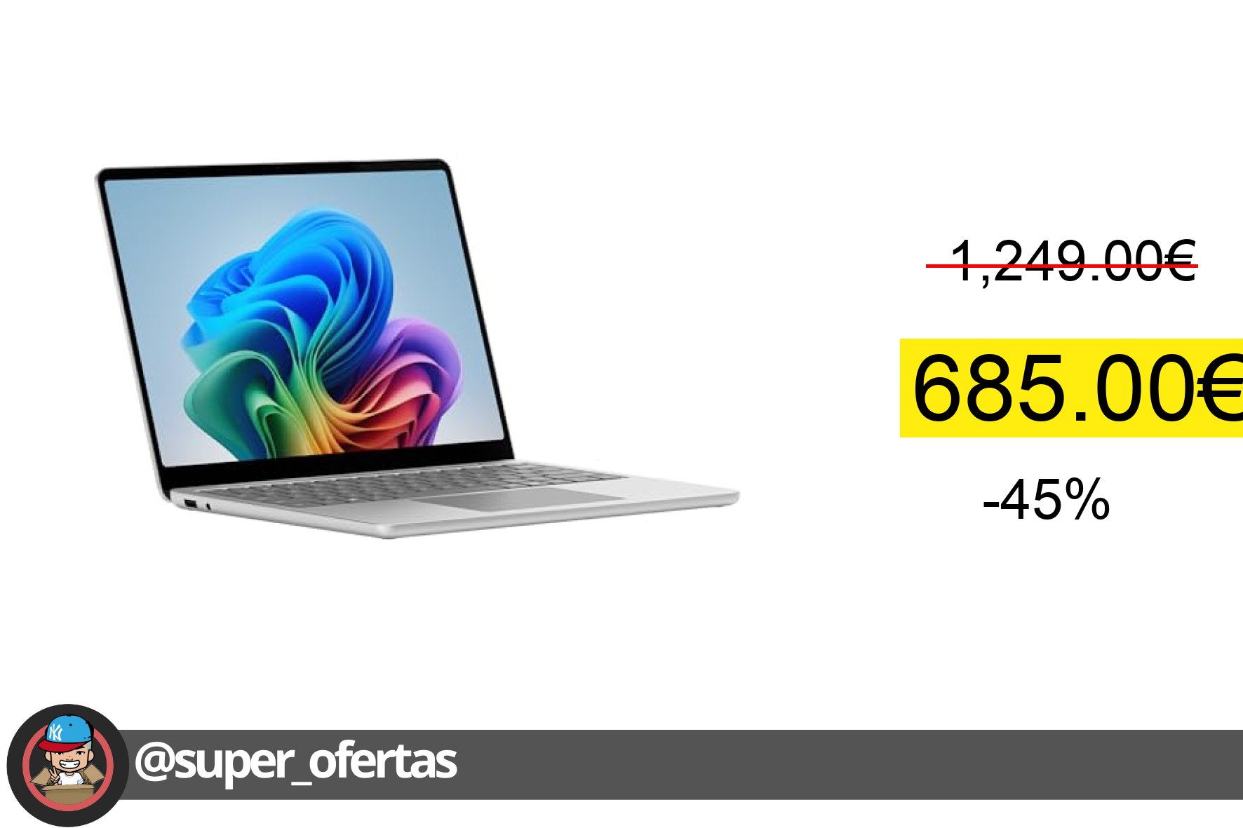 〽 Microsoft Surface Laptop Copilot+ PC Pantalla táctil LCD 13'' Snapdragon X Plus 16GB