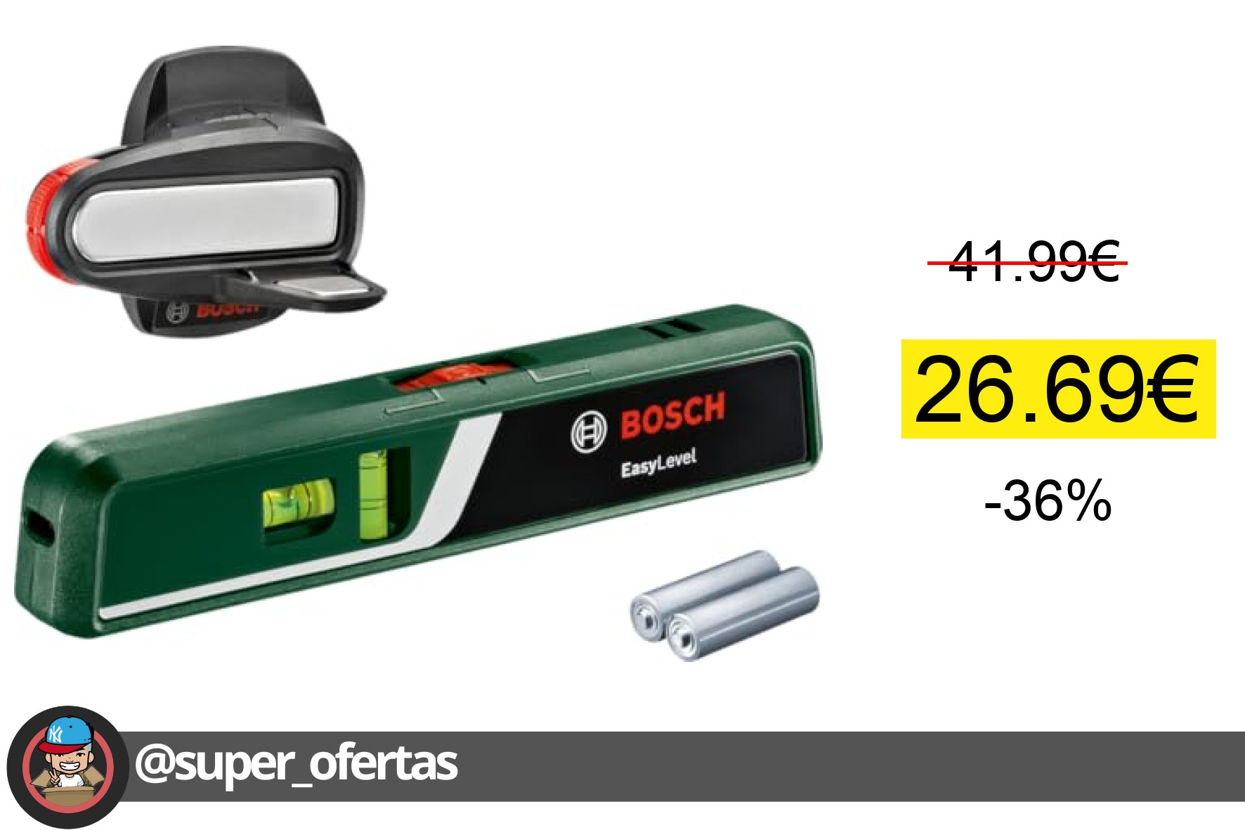 〽 Bosch nivel de burbuja láser EasyLevel con soporte mural (nivel láser para la alineación f