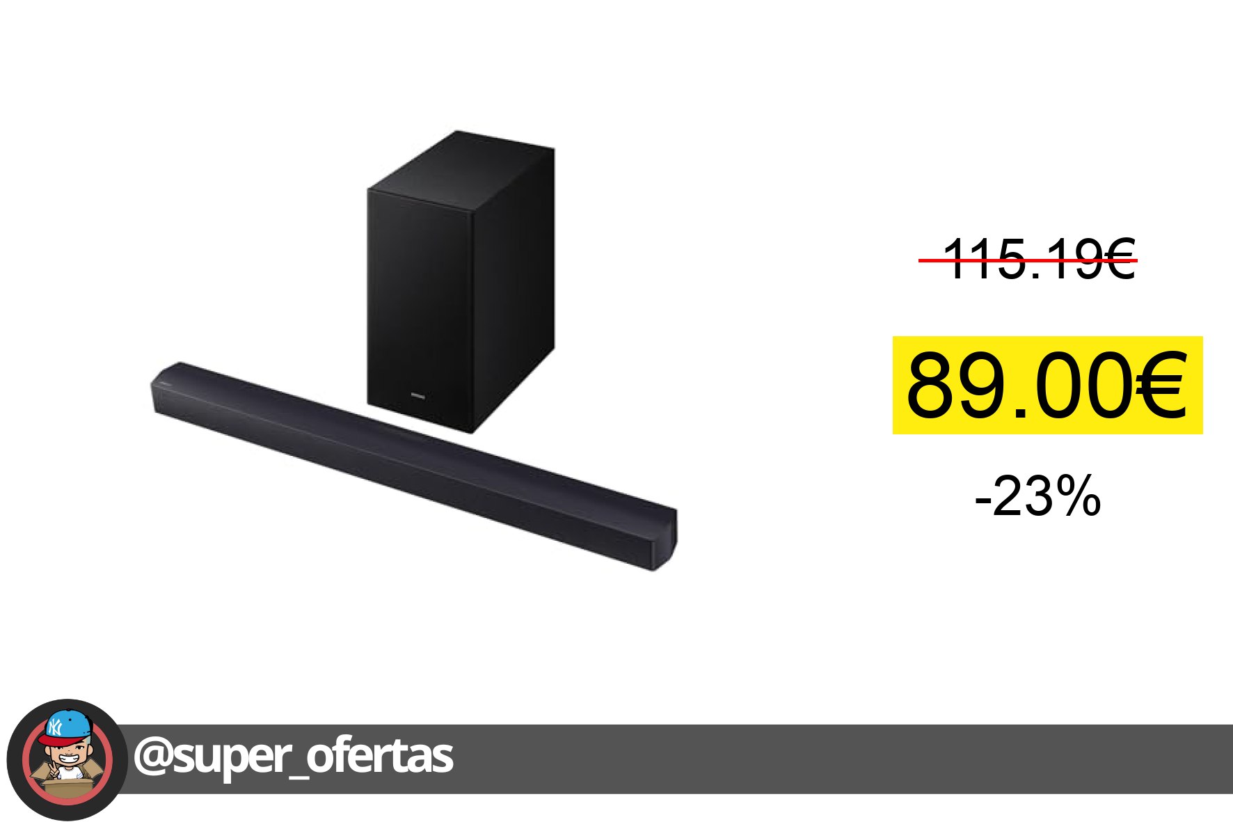 〽 Samsung Barra de Sonido HW-B46CF/ZF - 2.1ch, Dolby Audio/DTS Virtual:X, Bass Boost, Sonido In