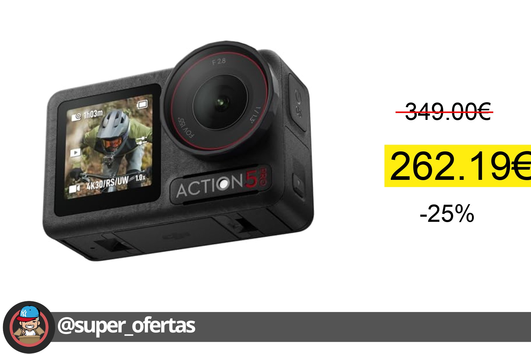 〽 dji Osmo Action 5 Pro Pack Estándar: cámara Deportiva, Sensor 1/1.3", vídeo 4K/120 fps, Se