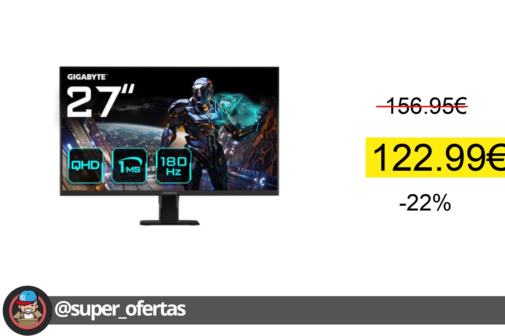 〽 Gigabyte Gs27Qa 27" LED Ss-Ips Qhd 180Hz Freesync
