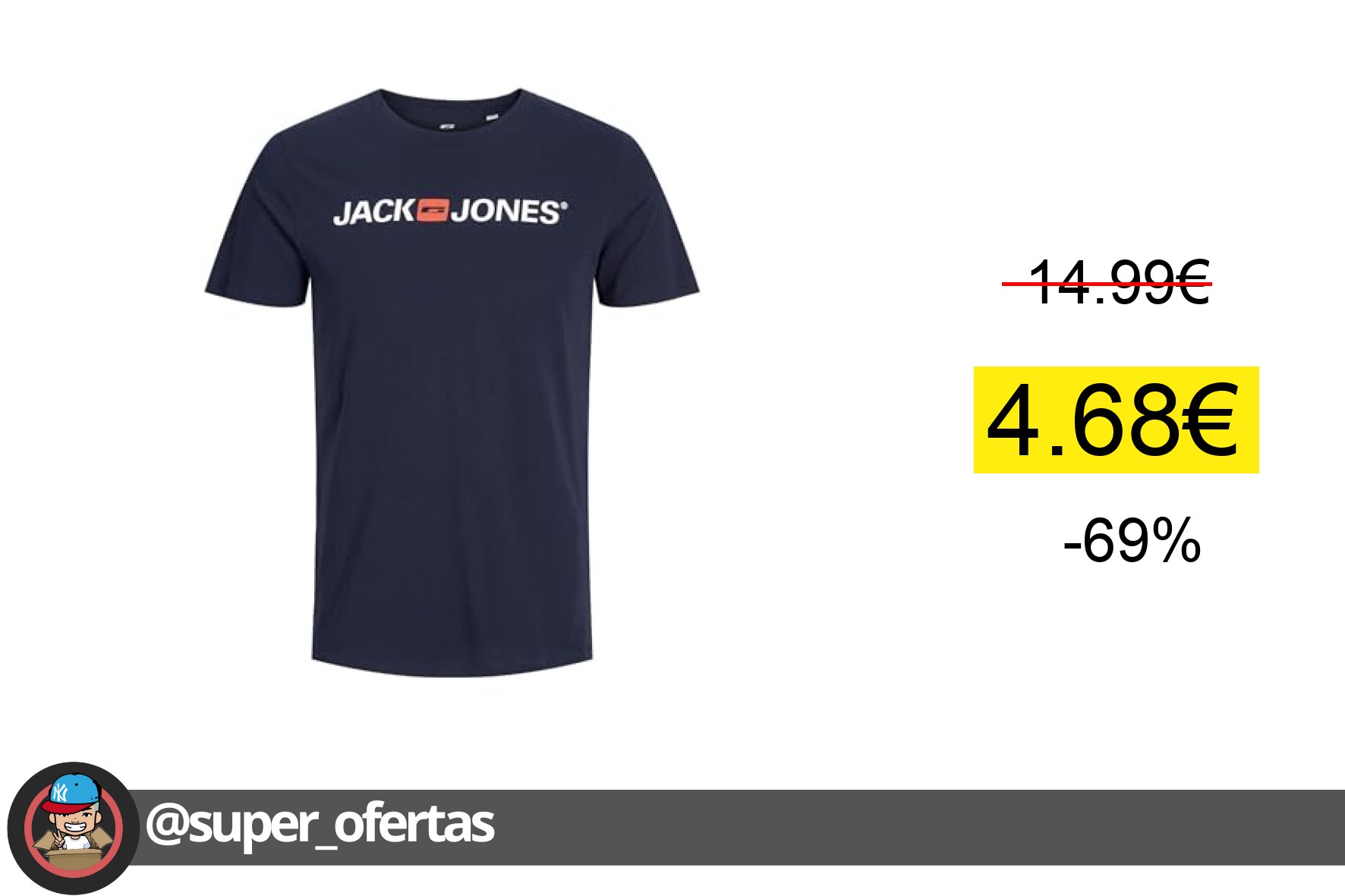 〽 JACK & JONES Jjecorp Logo tee SS Crew Neck Noos, Camiseta Hombre, Azul (Navy Blazer Detail: S