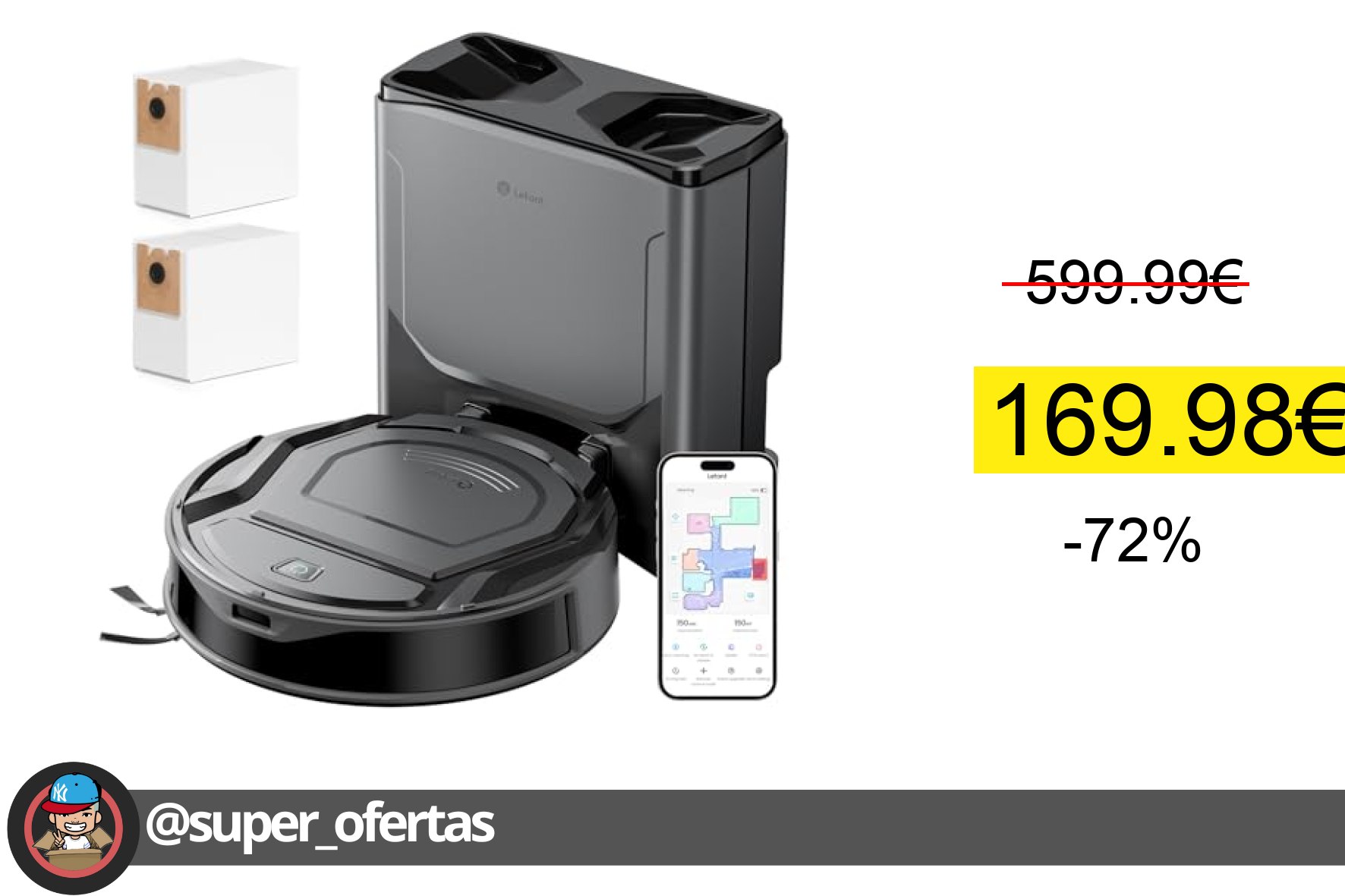 〽 Lefant M210 Plus Robot Aspirador y Fregasuelos, Autovaciado 75 Días, 6000Pa Succión, 150min