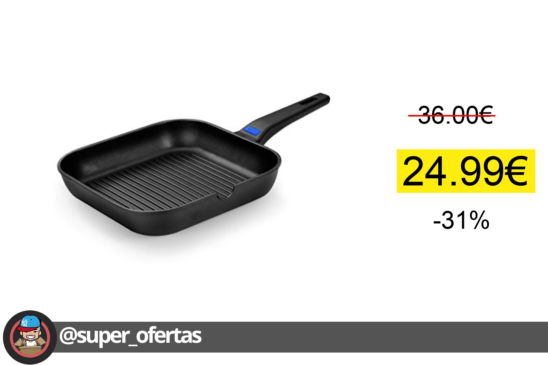 〽 Monix Solid+ Grill con rayas cuadrado 24 cm de aluminio fundido con antiadherente #