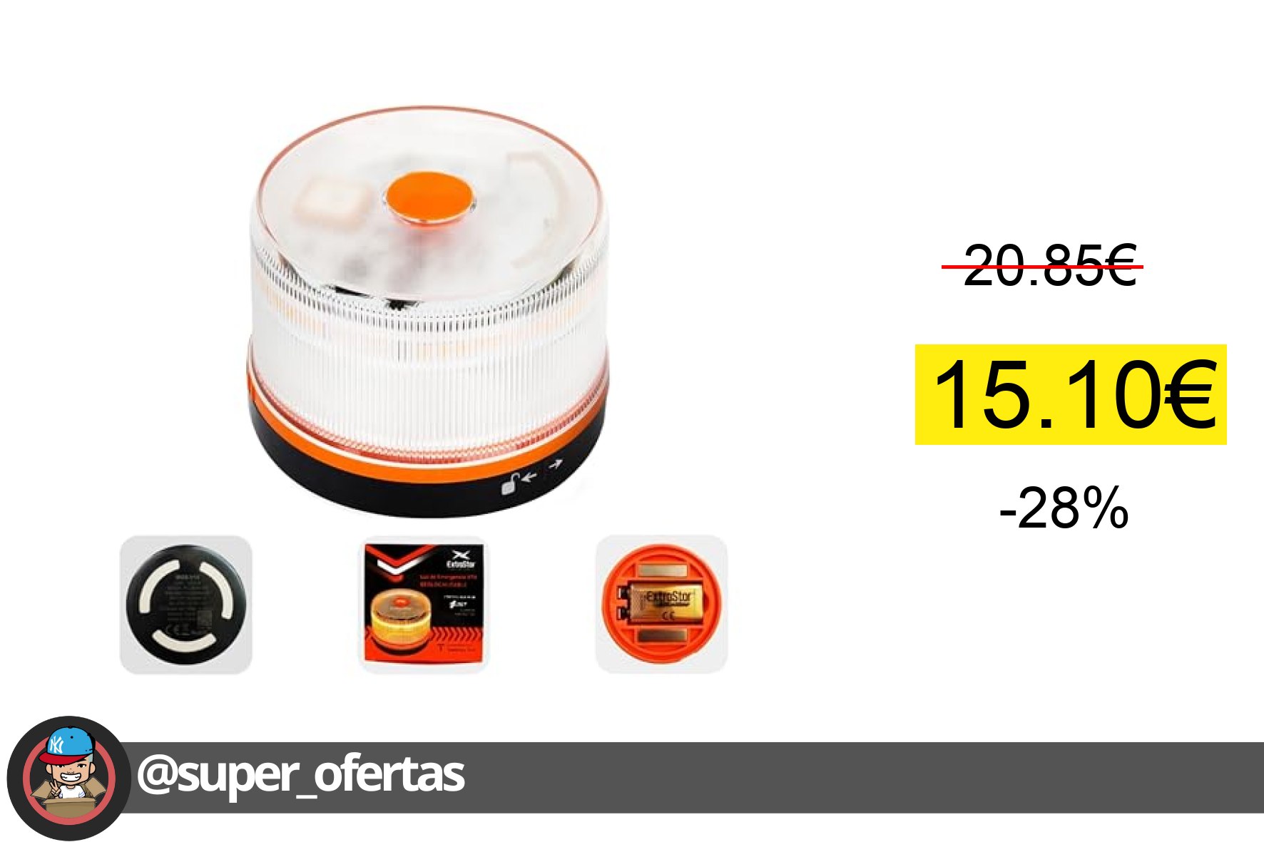 〽 Hibron Extrastar Luz Emergencia Baliza V16 Homologada Dgt Con Geolocalización, Baliza Coche oferta descuento