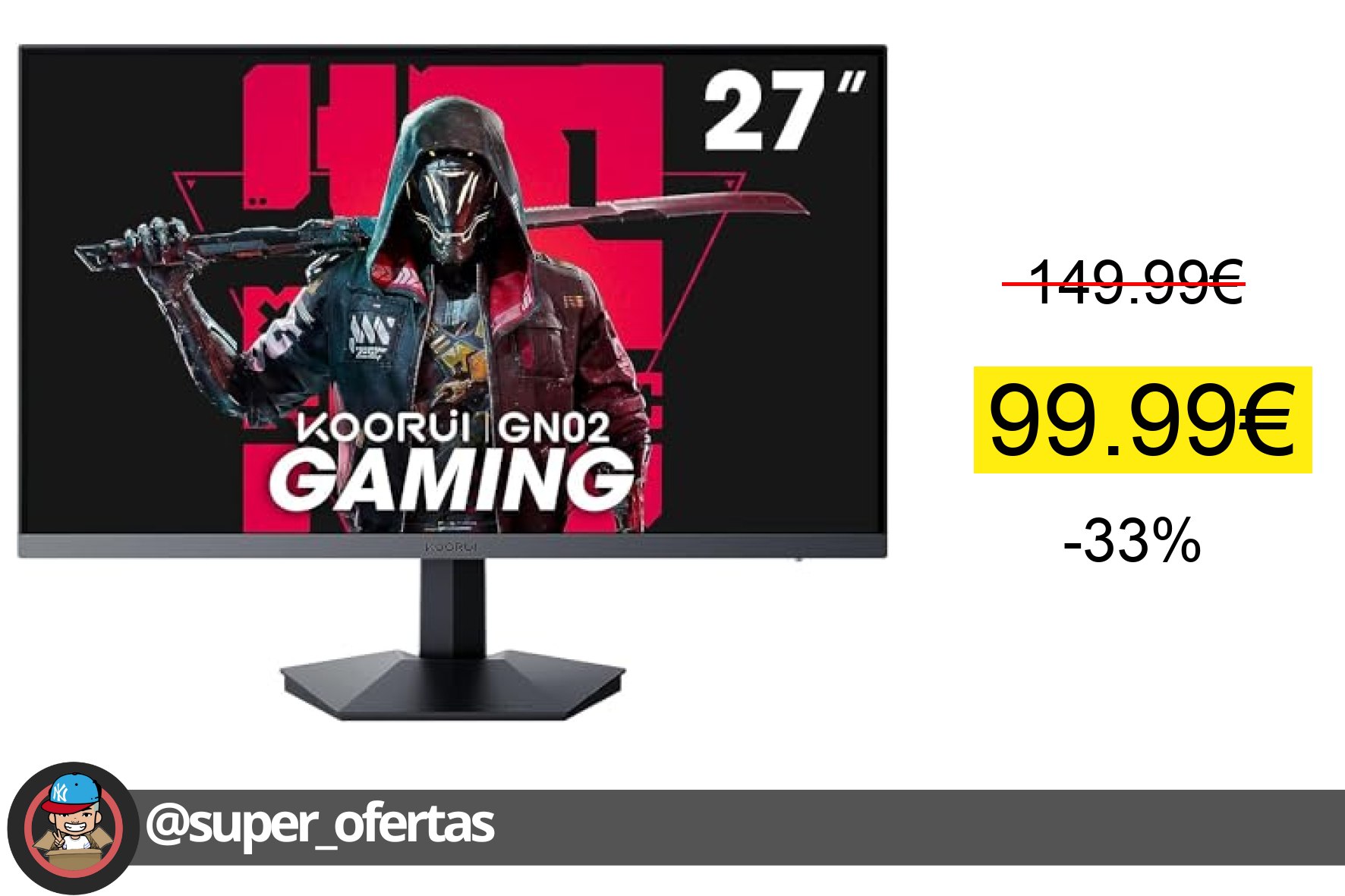 〽 KOORUI Monitor 27 Pulgadas,Monitor Gaming 240Hz, Pantalla Ordenador FHD, 1ms, Adaptive Sync (