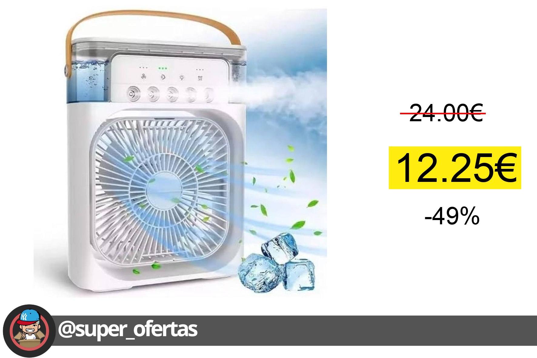 〽 Ventilador portátil Enfriador de aire 4 en 1 – Ventilador – Humidificador – Aromaterap