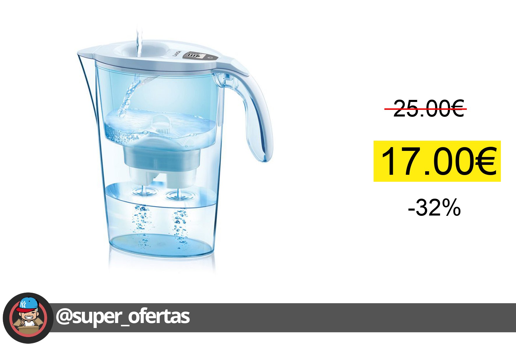 〽 Laica Stream Line J31-AF Jarra Filtrante Blanca 2,3L Jarra filtrante Lai oferta descuento