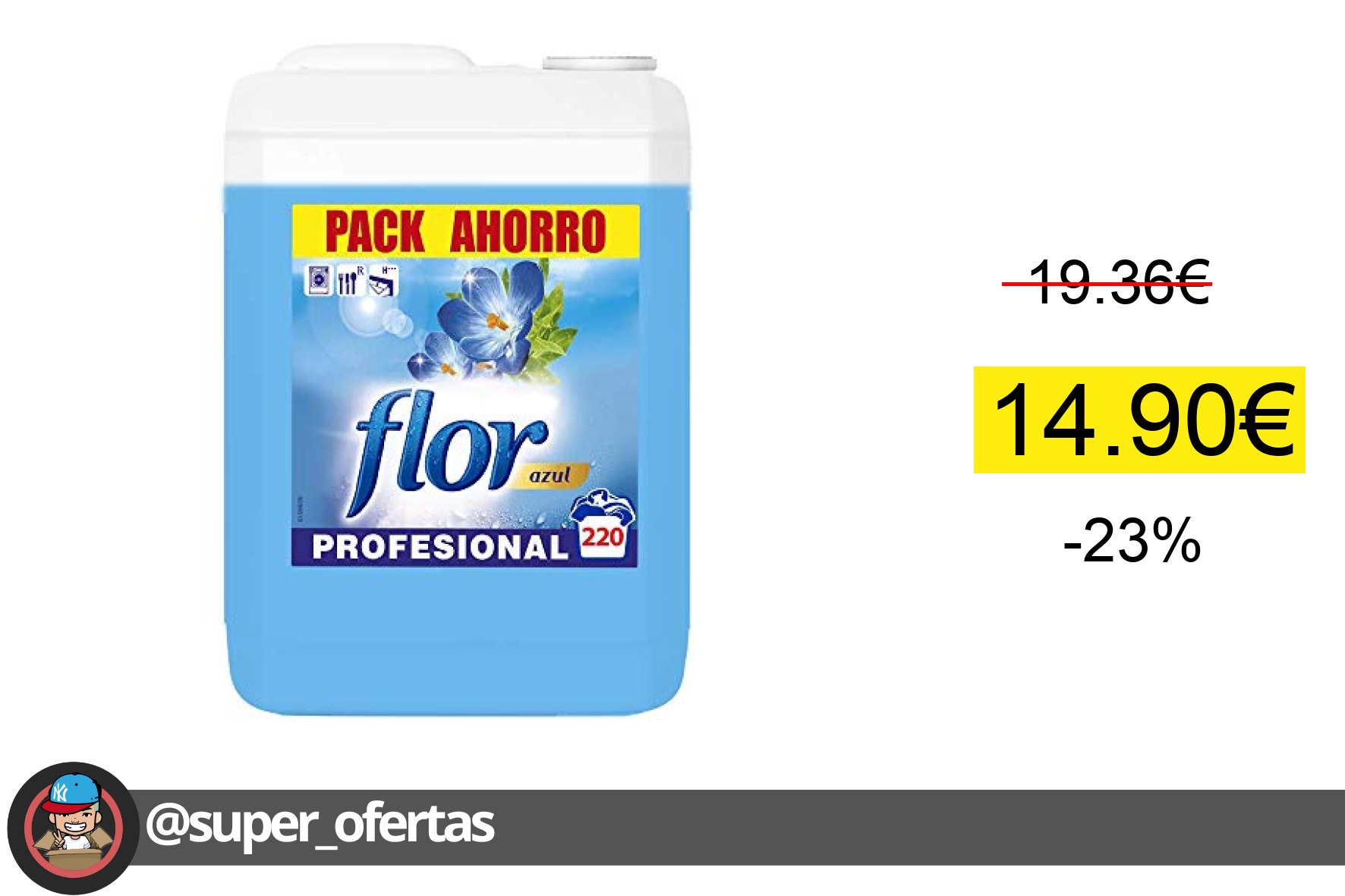 〽 Flor Suavizante para la ropa profesional, aroma azul 220 dosis Suavizante