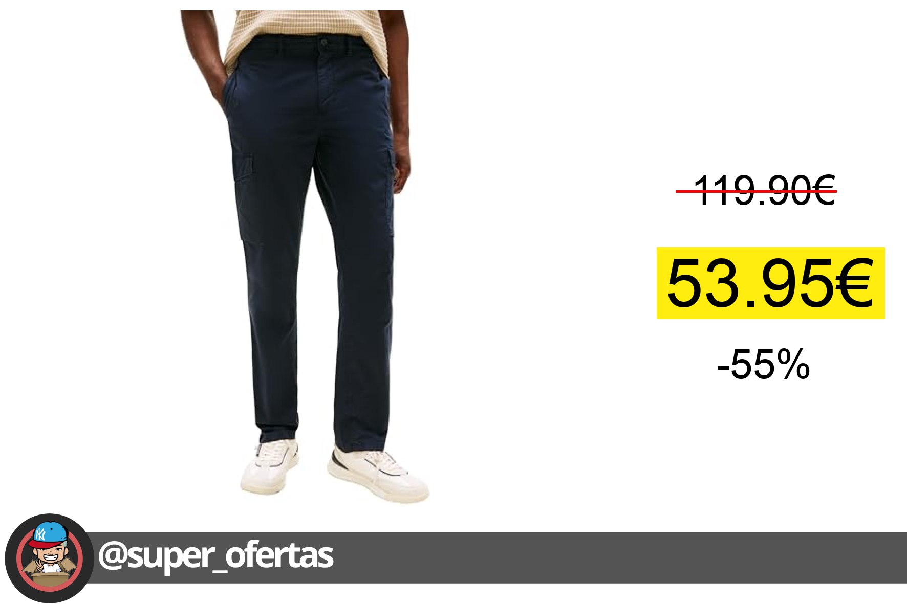 〽 Tommy Hilfiger Pantalones Cargo Hombre Denton Twill con Bolsillos, Azul (Desert Sky), 31W/34L