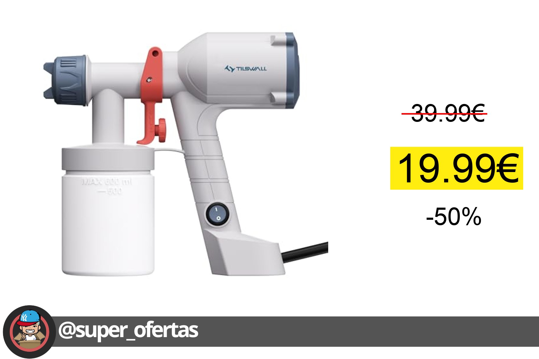Cuponazo 〽 Tilswall Pistola de Pintura Electrica, Pulverizador de Pintura Ultralig