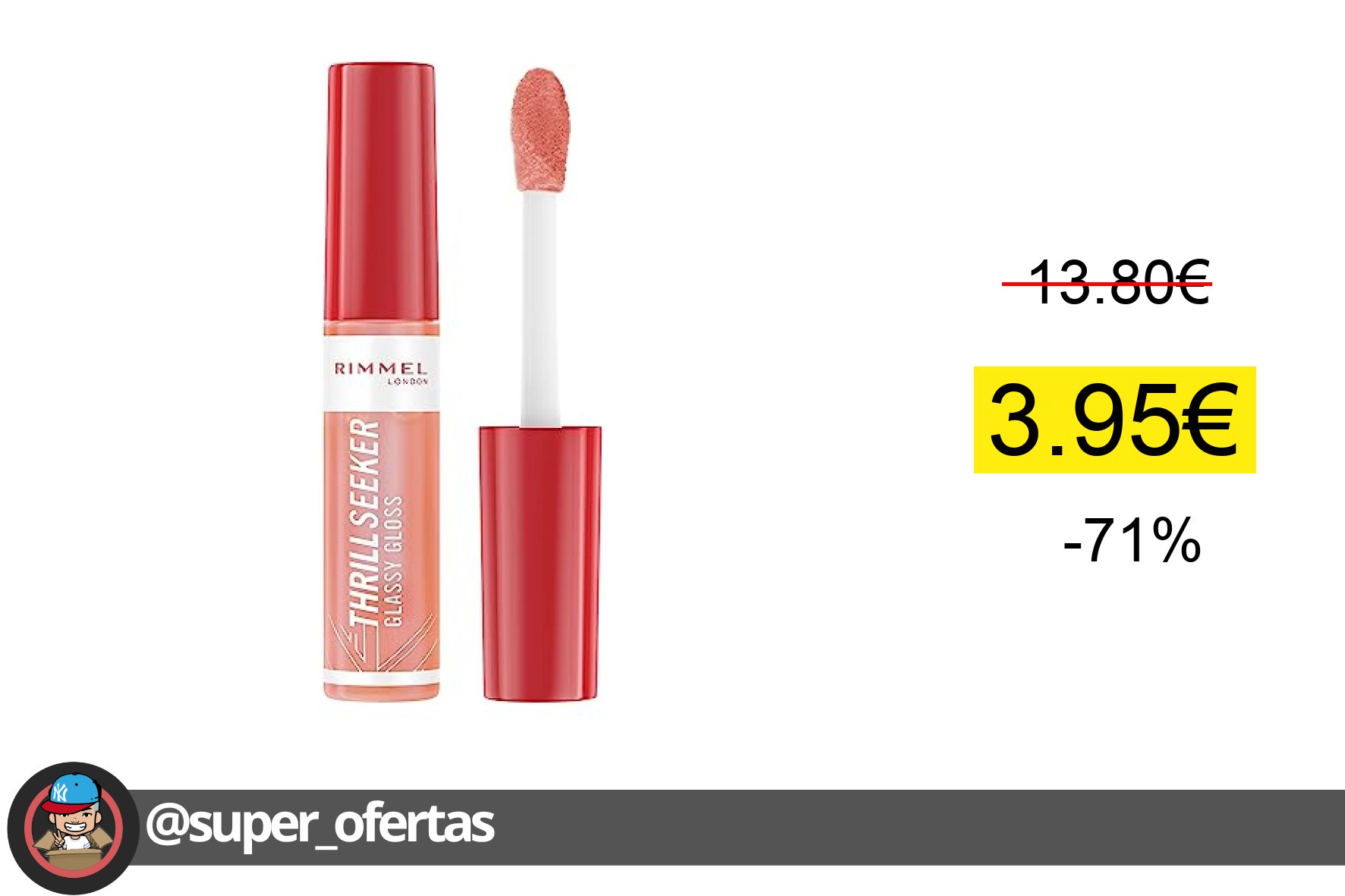 〽 Rimmel London Thrill Seeker Glassy Gloss Brillo Labial Peachy Vibes 10ml