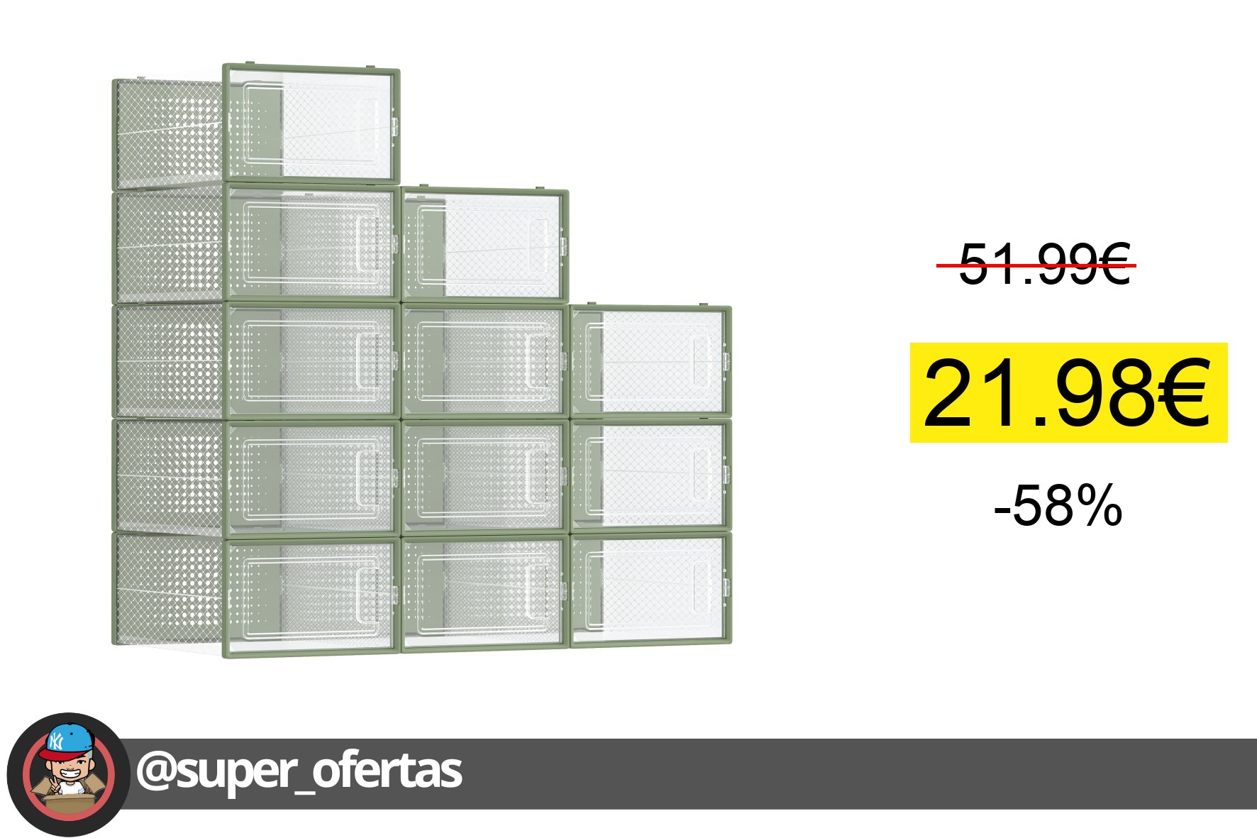 〽 SONGMICS Cajas de Zapatos Plástico, Juego de 12 Organizadores de Almacenamiento, Caja Zapate