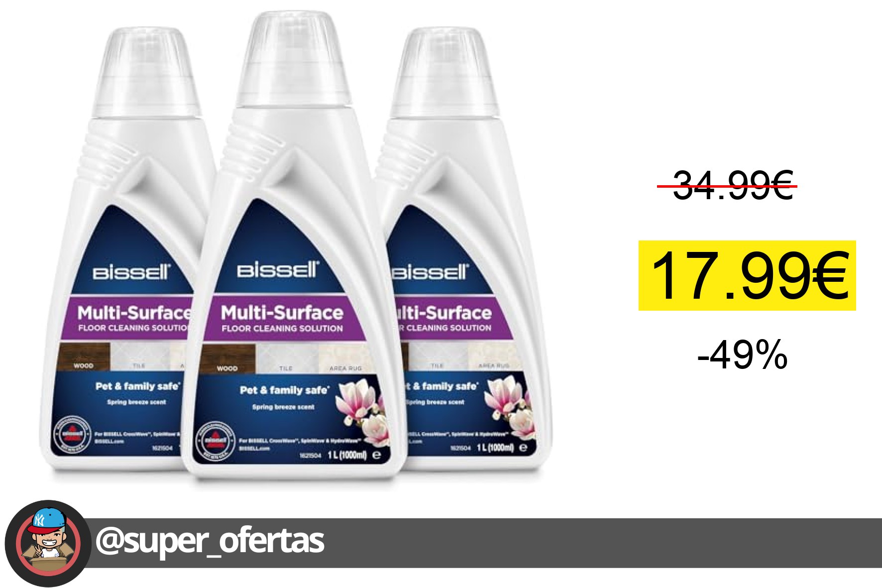〽 BISSELL Multi-Surface, Líquido limpiador multisuperficie para suelos, compatible con BISSELL