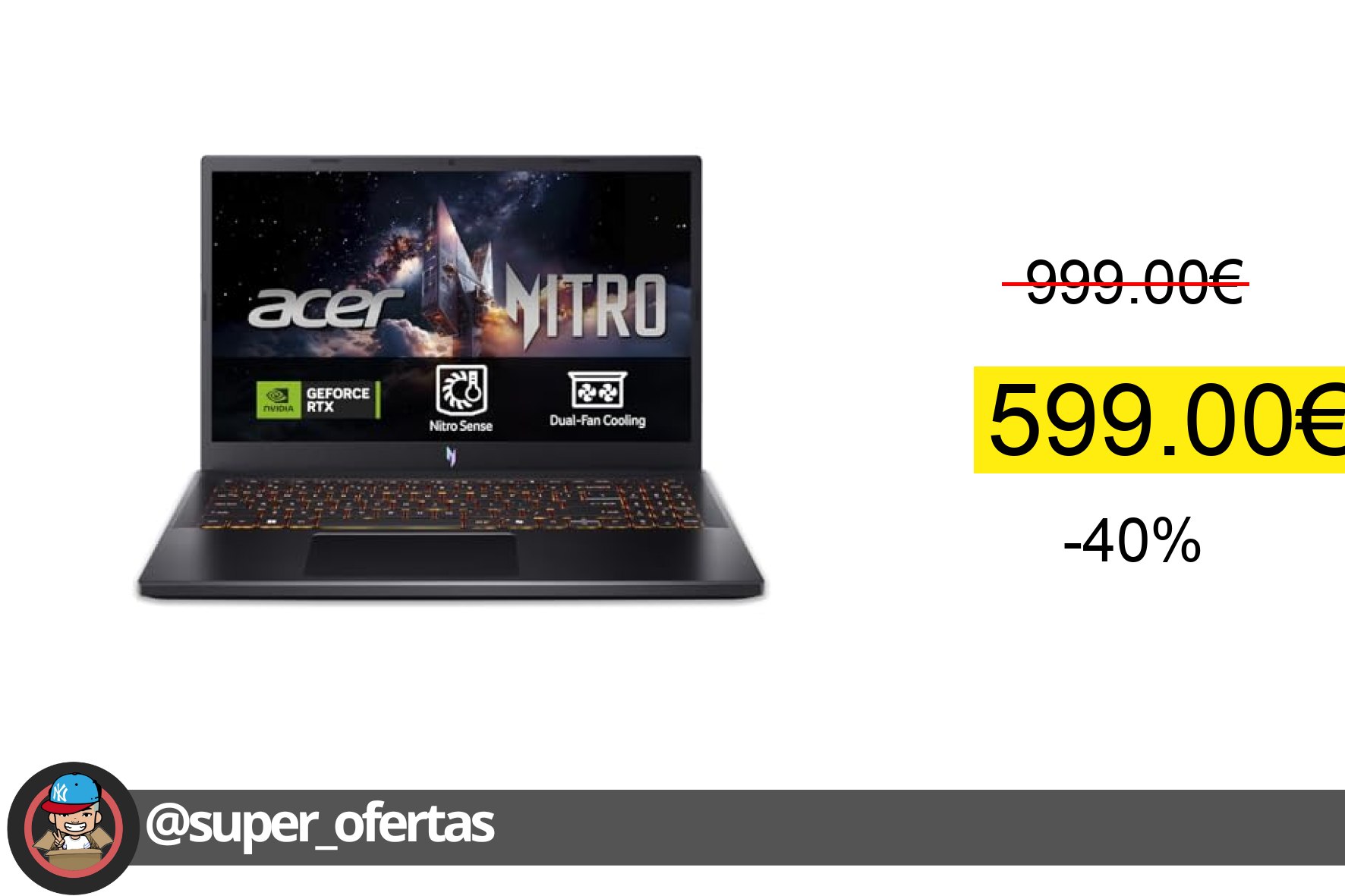 〽 Acer Nitro V 15 ANV15-52, Ordenador Portátil Gaming 15.6", Full HD (Intel Core i7-13620H, 16
