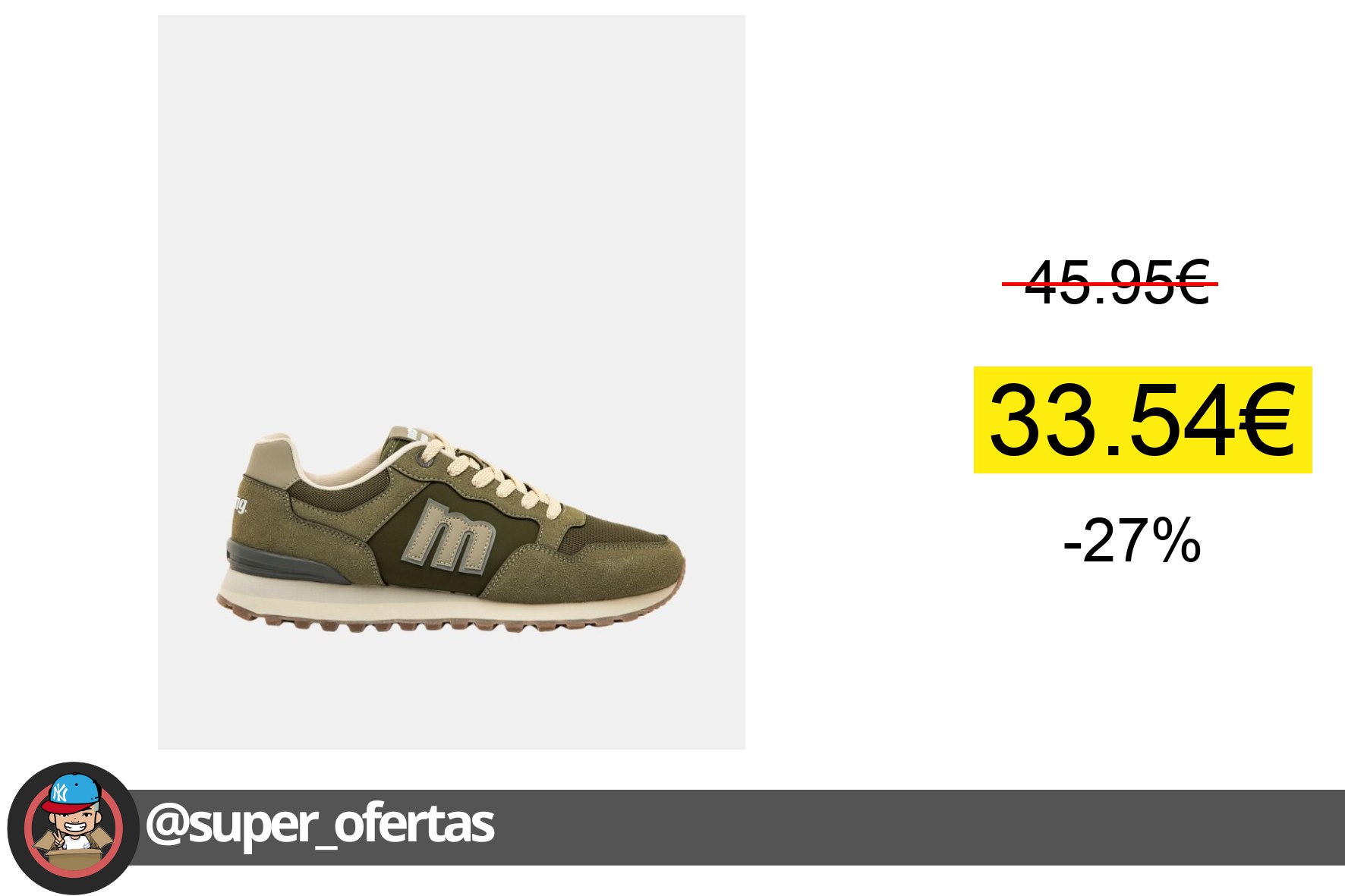 〽 MUSTANG 84711 Zapatillas Bajas Hombre Verde Zapatillas Mustang 84711