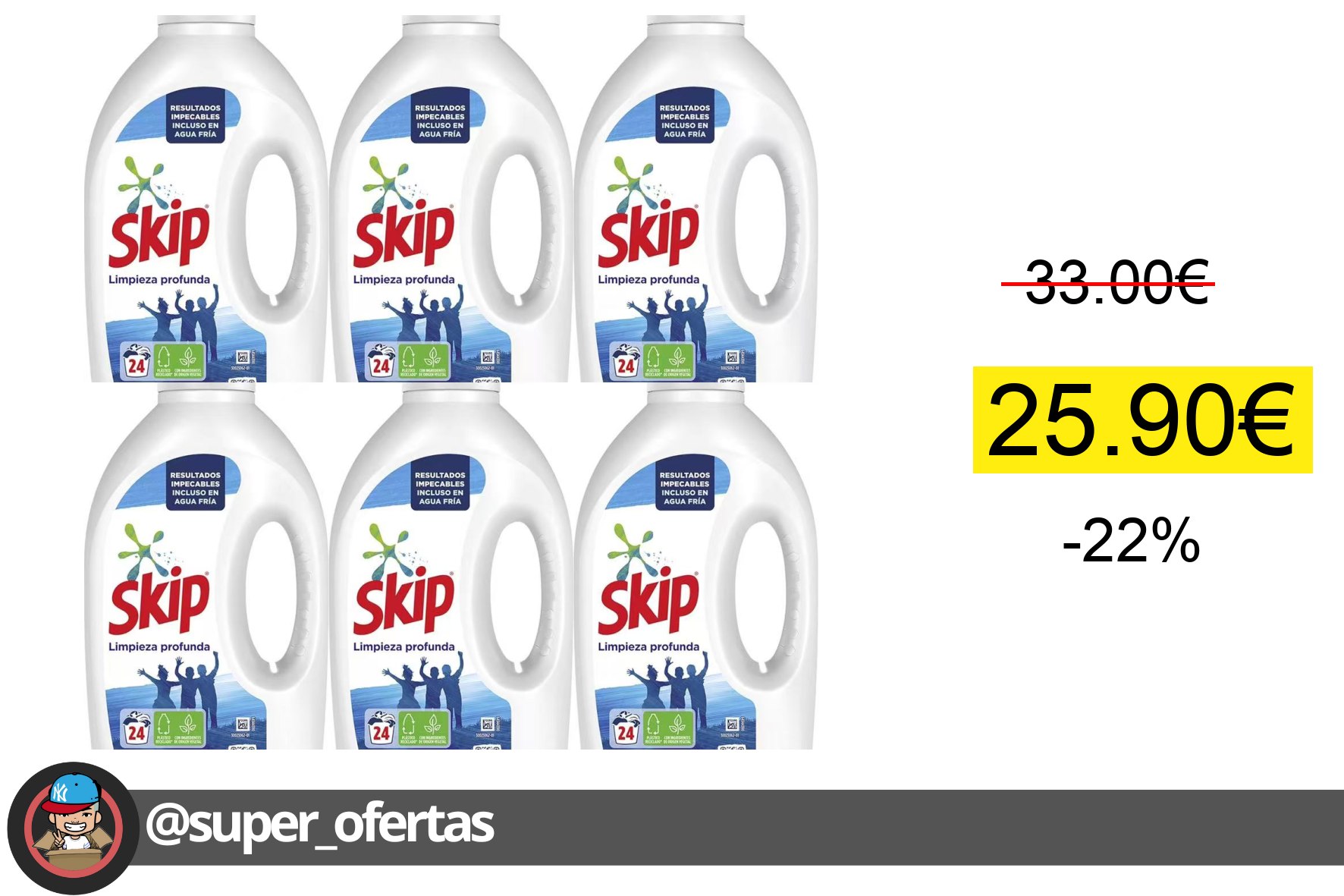 〽 *6bote24lavados Skip Limpieza profunda Detergente líquido 24 lavados *