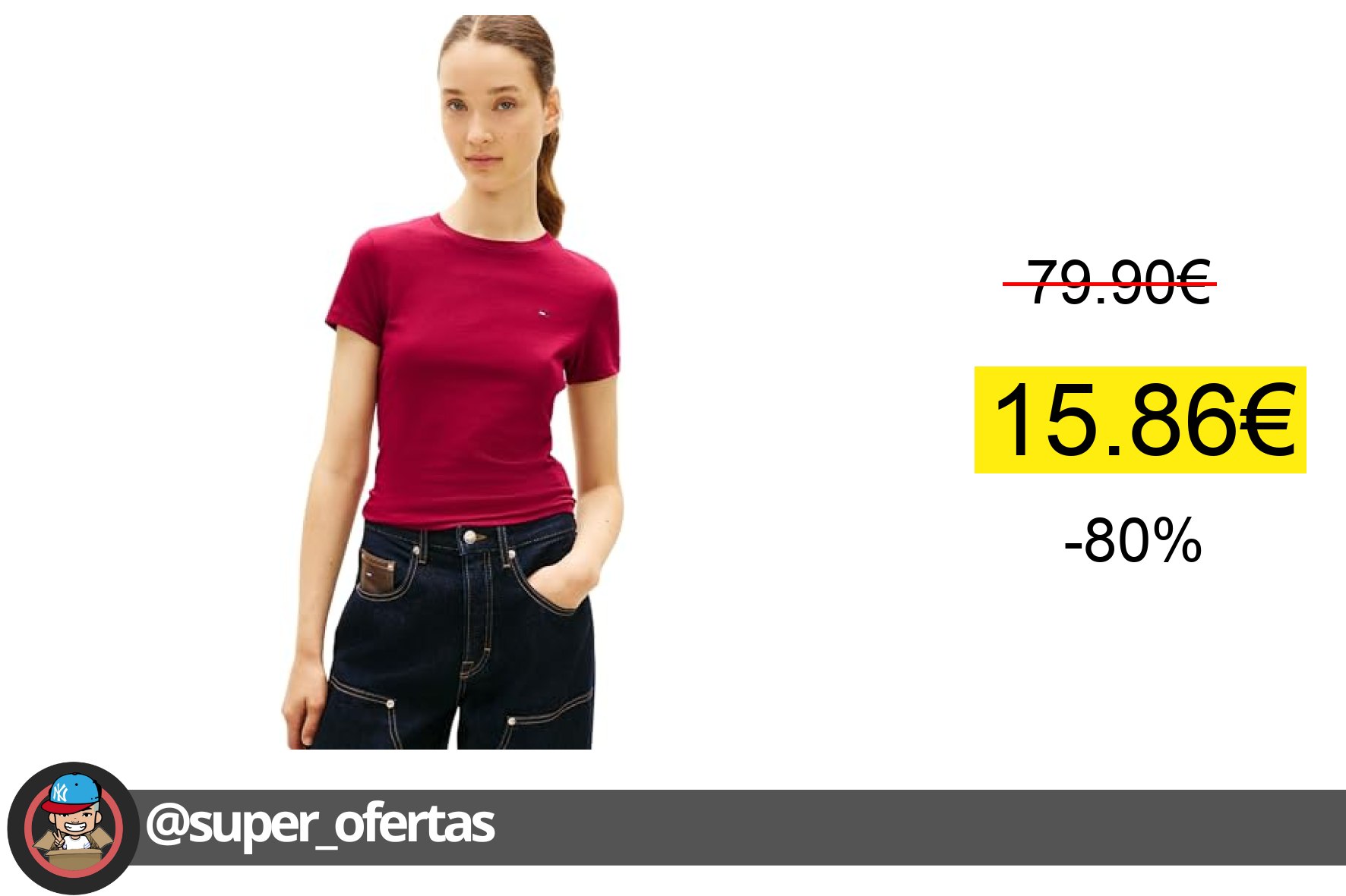 〽 Tommy Jeans Camisetas de Manga Corta Pack de 3 Mujer con Cuello Redondo, Multicolor (Black/Ec