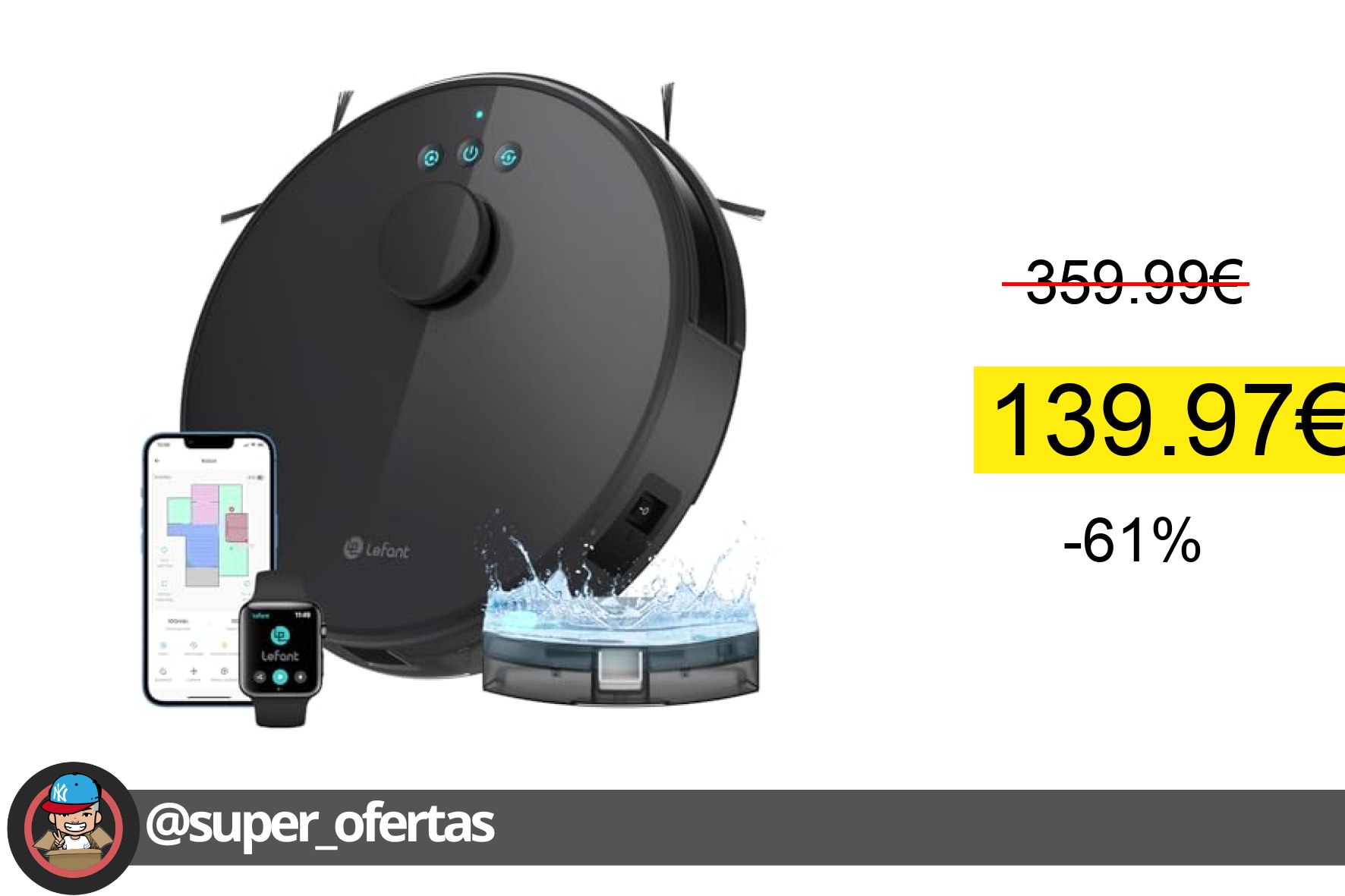 〽 Lefant M1 Robot Aspirador con Mapeo, Navegación LDS, 5500Pa Potente Succión, 200min, Zona P