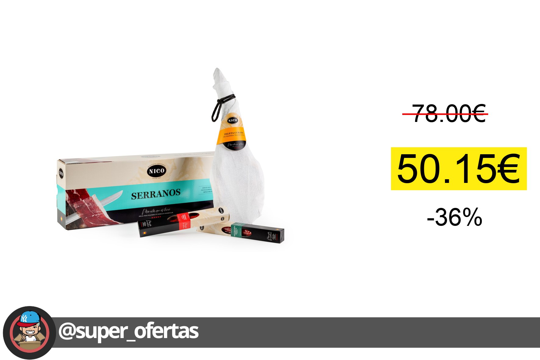 Cuponazo 〽 Nico Jamones - Lote ideal para Regalo incliye Paleta Curada 4,5kg + Sa