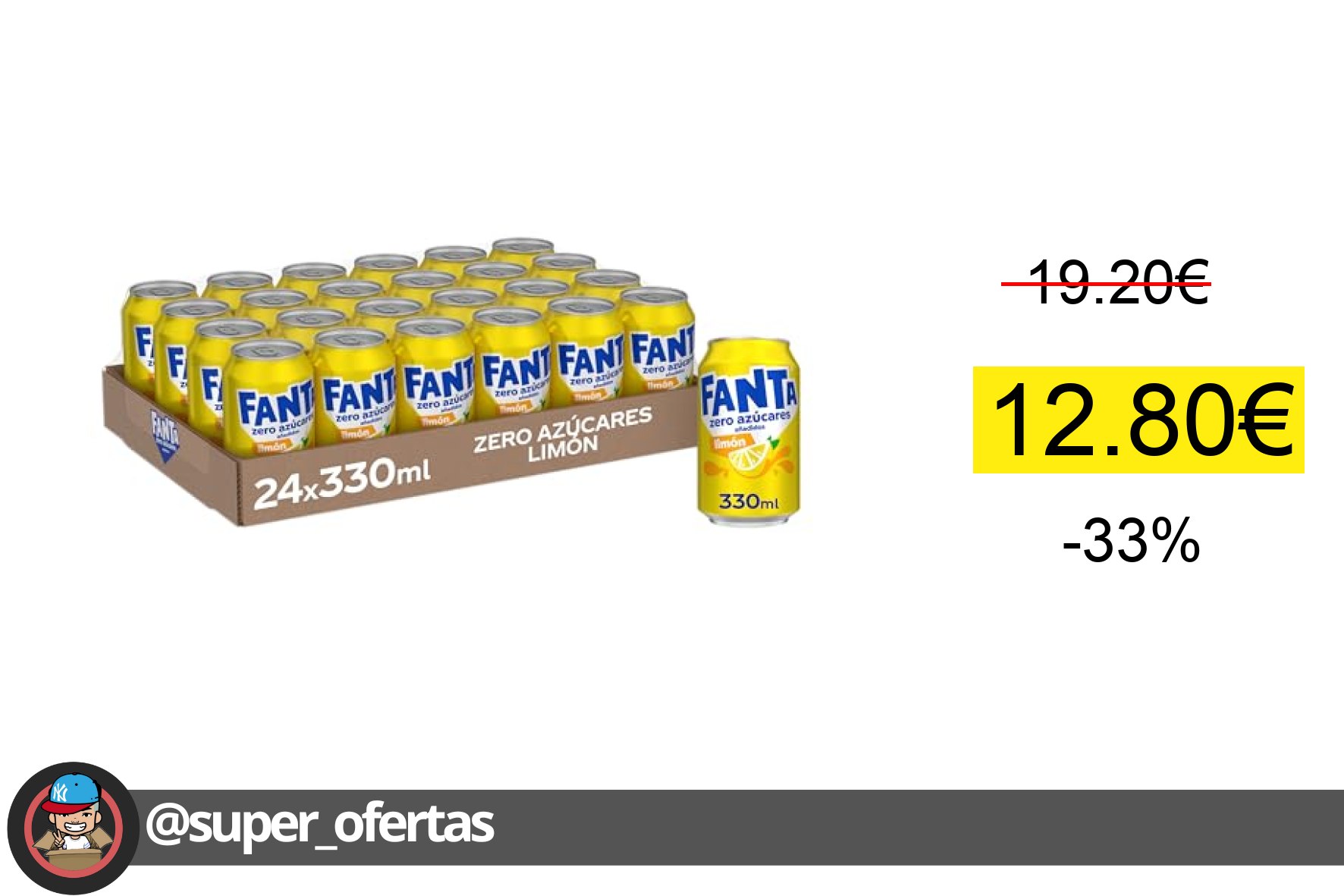 〽 Fanta Limón Zero Azúcar, Refresco de Limón Elaborado a partir de Zumo, Bajo en Calorías
