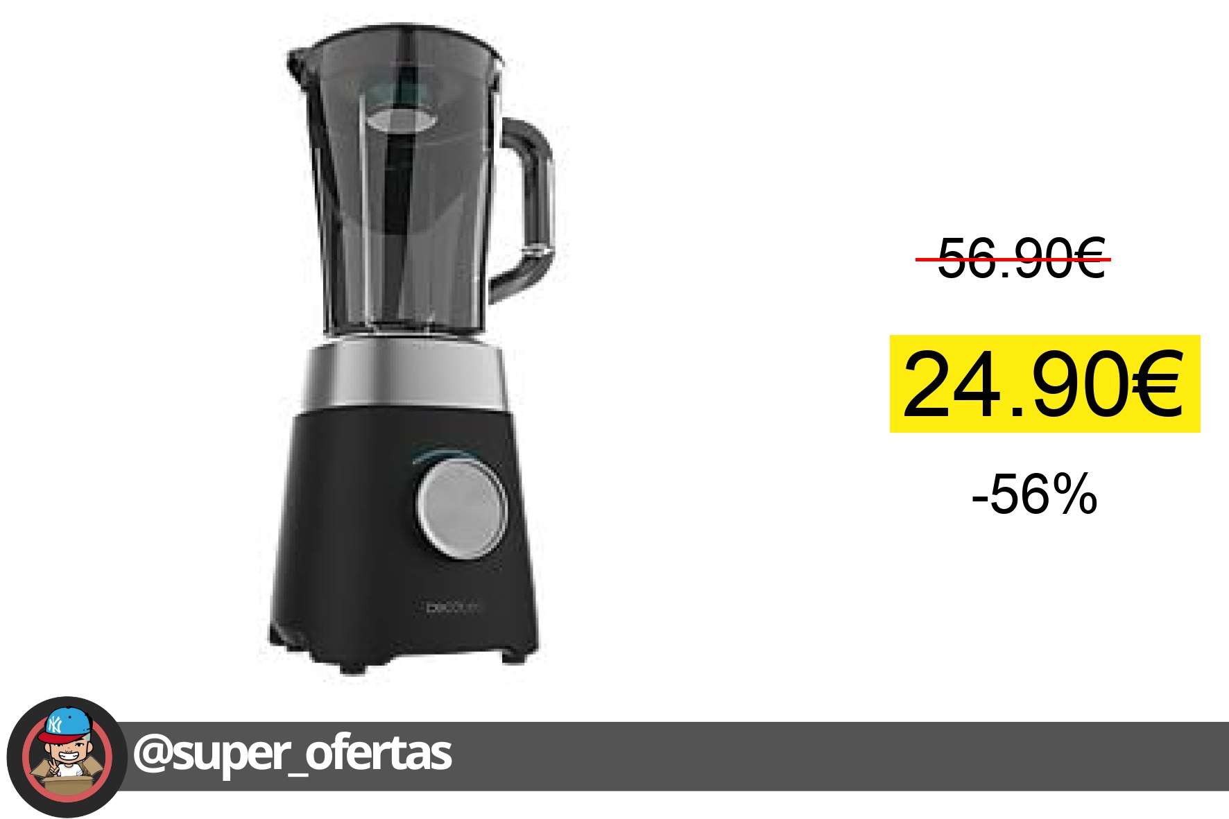 〽 Batidora de vaso - Cecotec Power Black Titanium 1300MAX B, 1300 W, 1.5 l, Pica Hielo, 2 Veloc