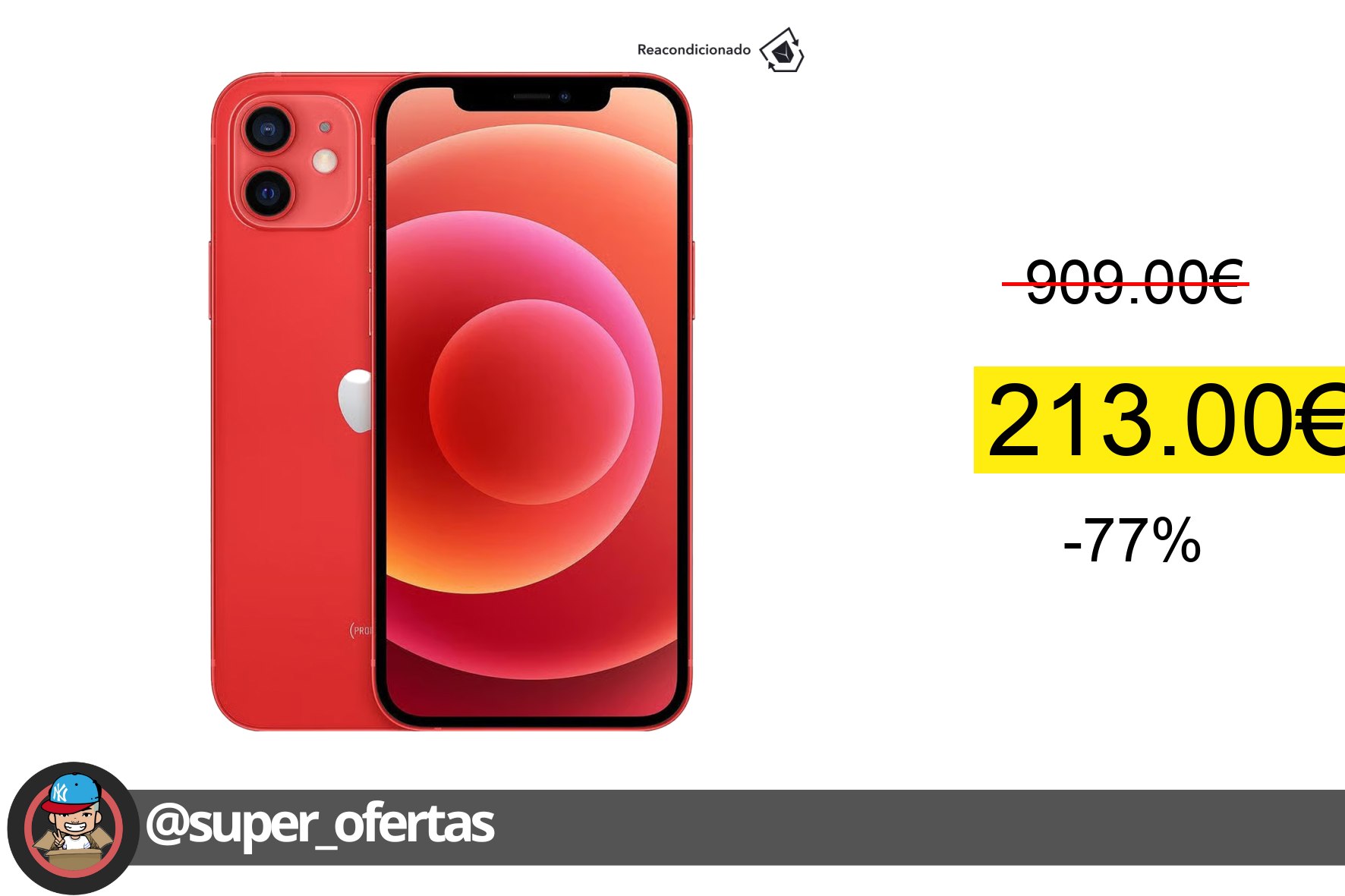 Cuponazo 〽 Apple iPhone 12 Reacondicionado 15,5 cm (6,1") 128 GB 5G iOS, iPhone 1