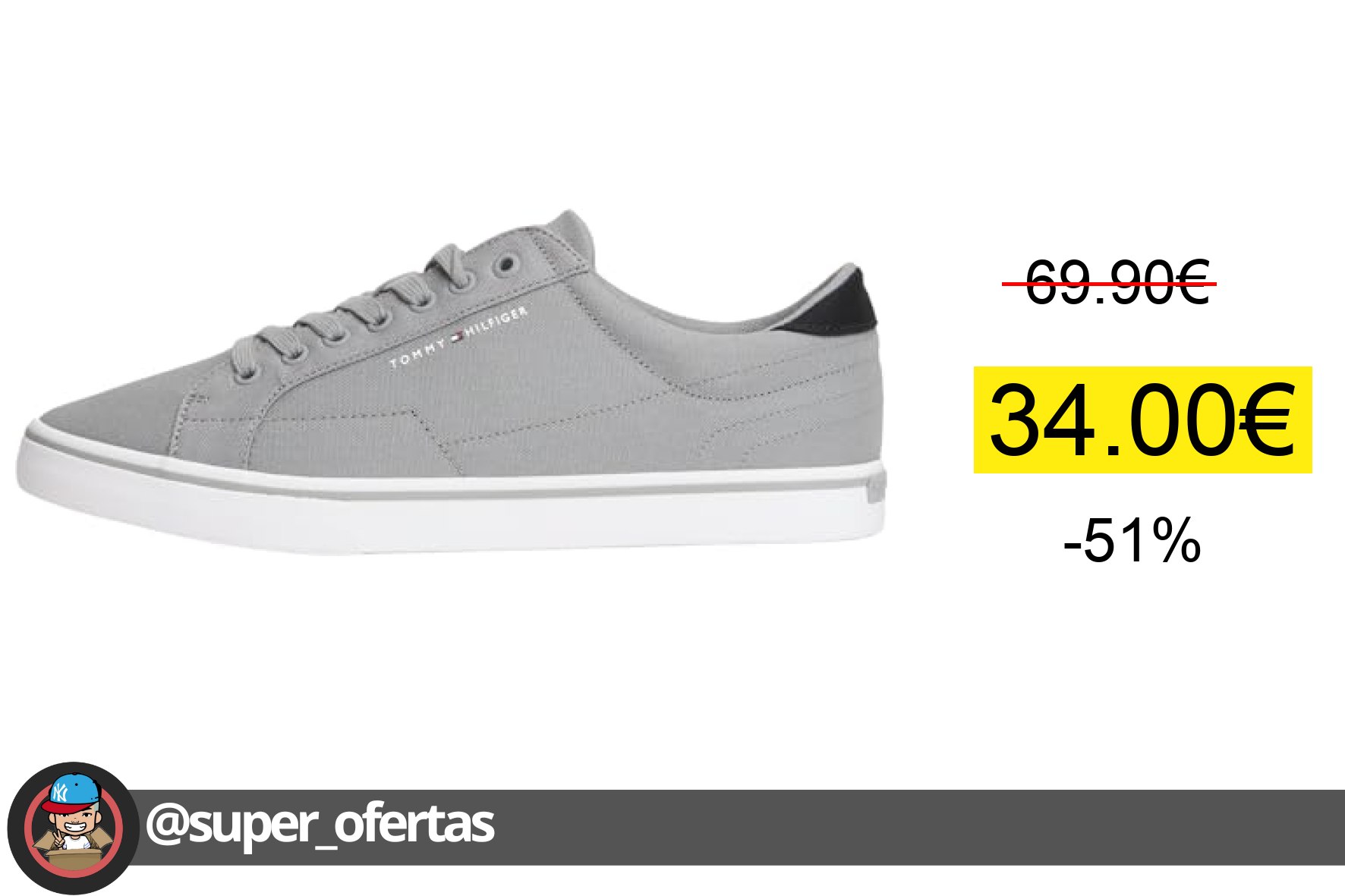 〽 Tommy Hilfiger Vulc Core Long Lace FM0FM05688 Low Top para Hombre, Gris (Gris Universal), Tal