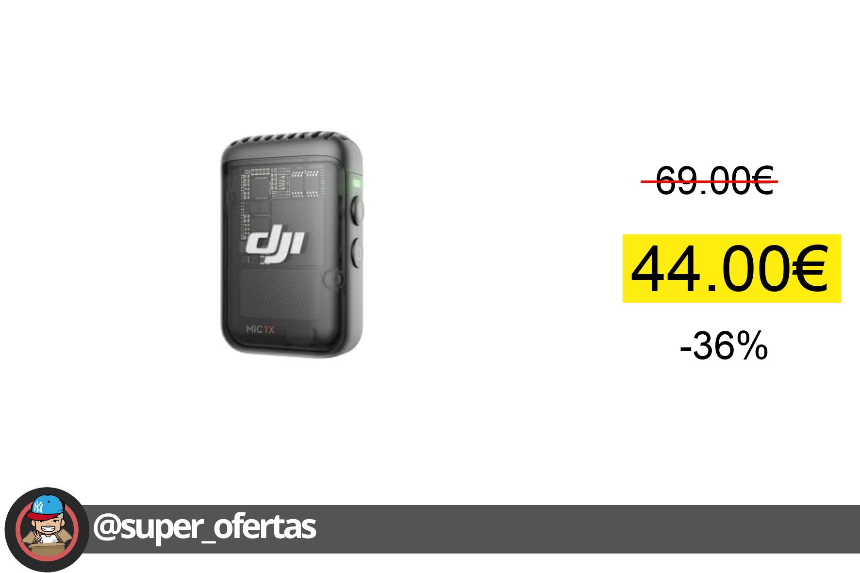 〽 Transmisor DJI Mic 2 (Shadow Black), micrófono inalámbrico con cancelación de Ruido Inteli