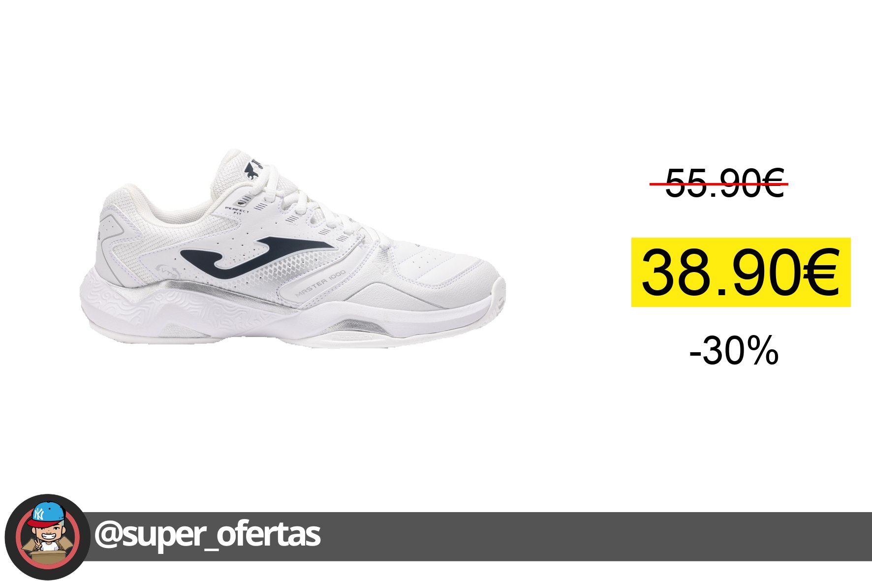 Cuponazo 〽 Zapatilla Pádel Hombre Joma Master 2502 Blanco Entrenamiento Zapa oferta descuento