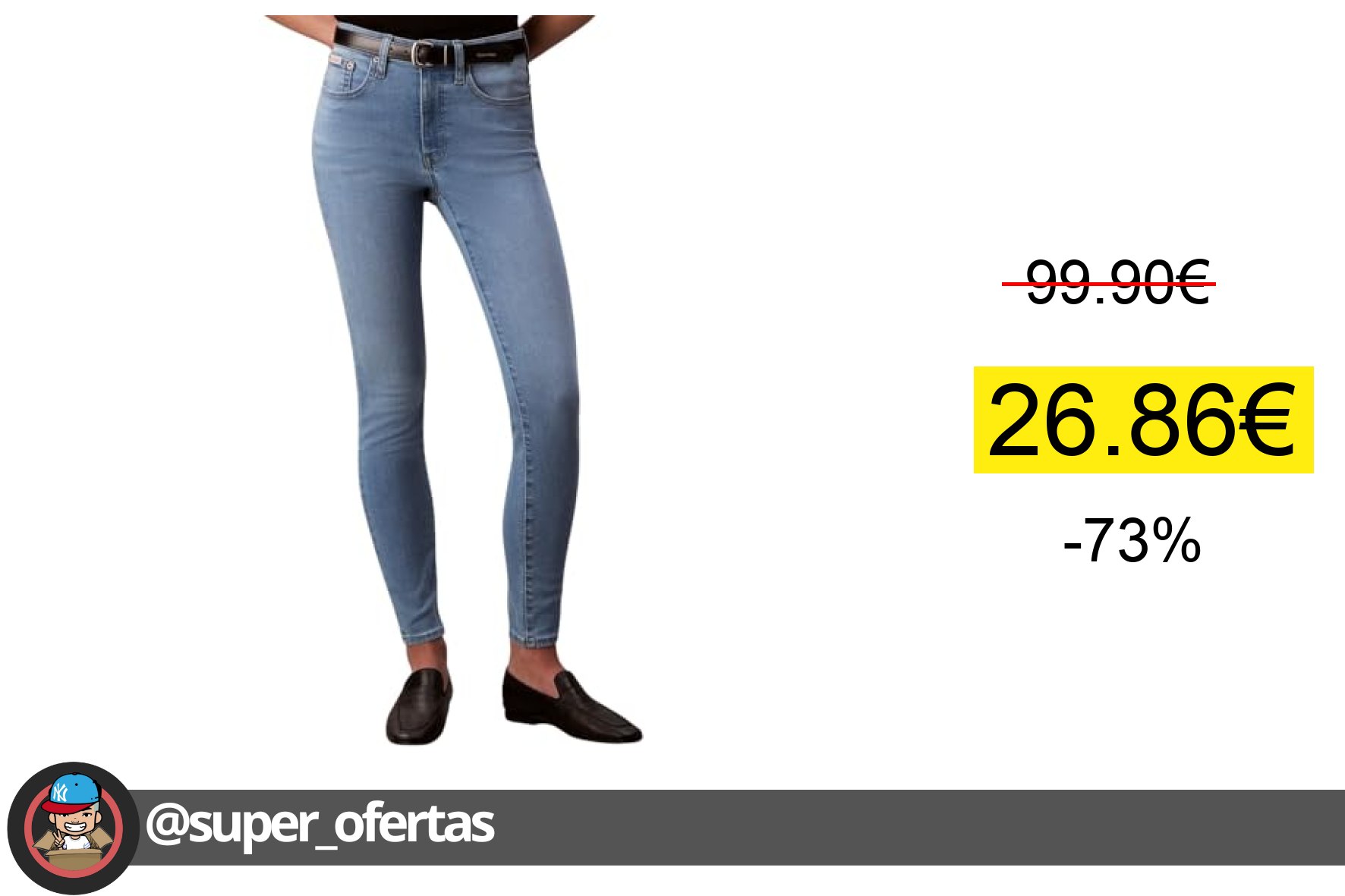 〽 Calvin Klein Vaqueros Mujer Skinny Light Cape Talle Medio, Azul (Light Cape), 27W/30L