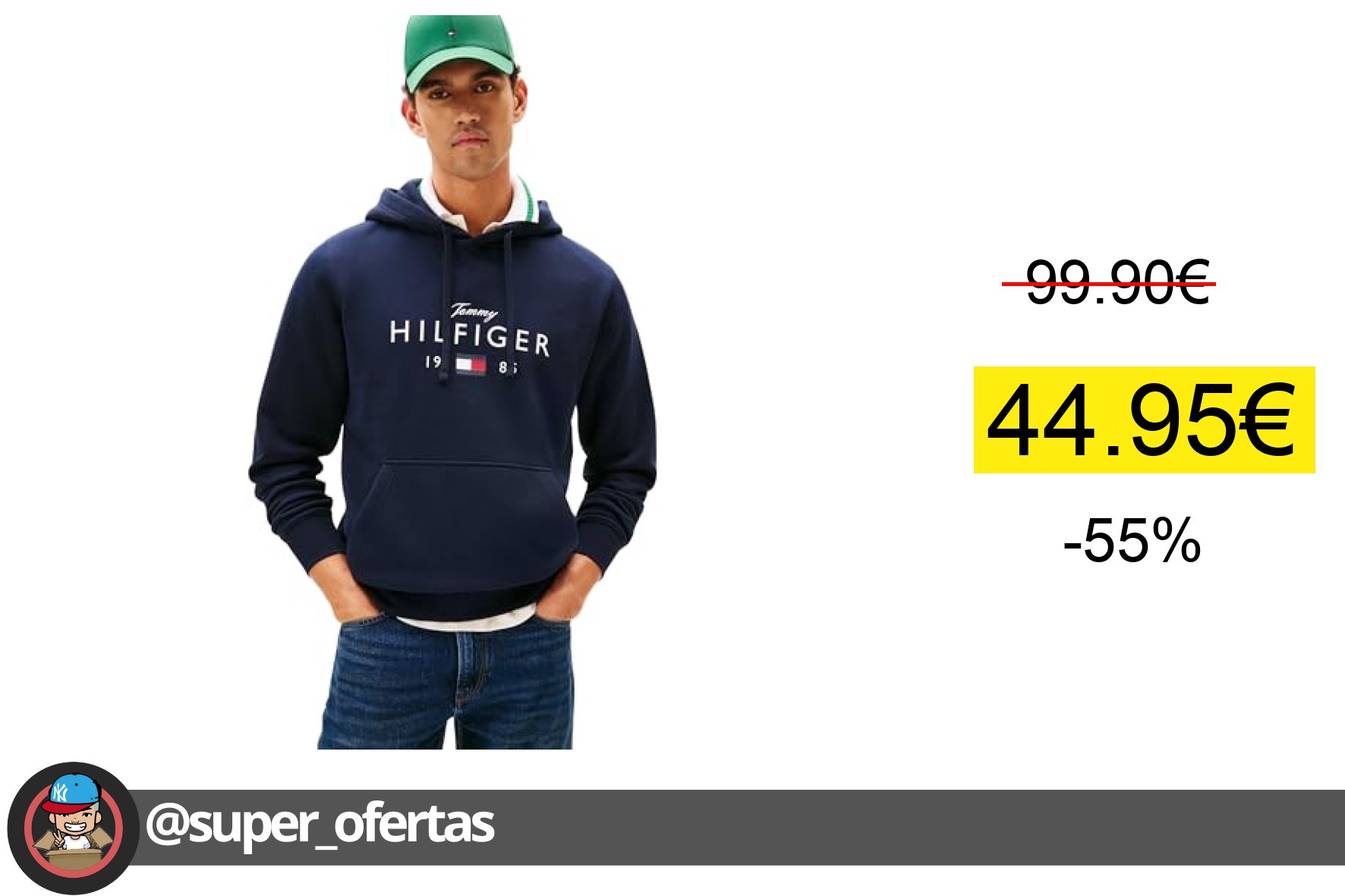 〽 Tommy Hilfiger Sudadera con Capucha para Hombre, Color Azul, Talla M, Azul (Desert Sky), M