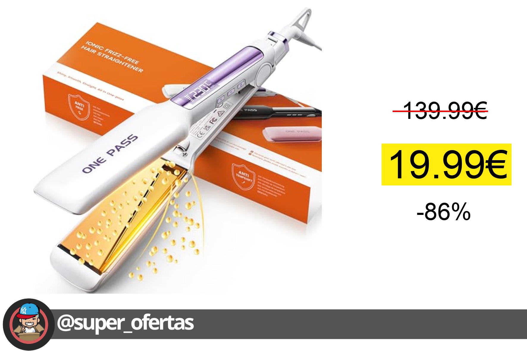 Cuponazo 〽 Faszin Planchas del Pelo con Placa de 42 mm de Ancho, Plancha de Titani