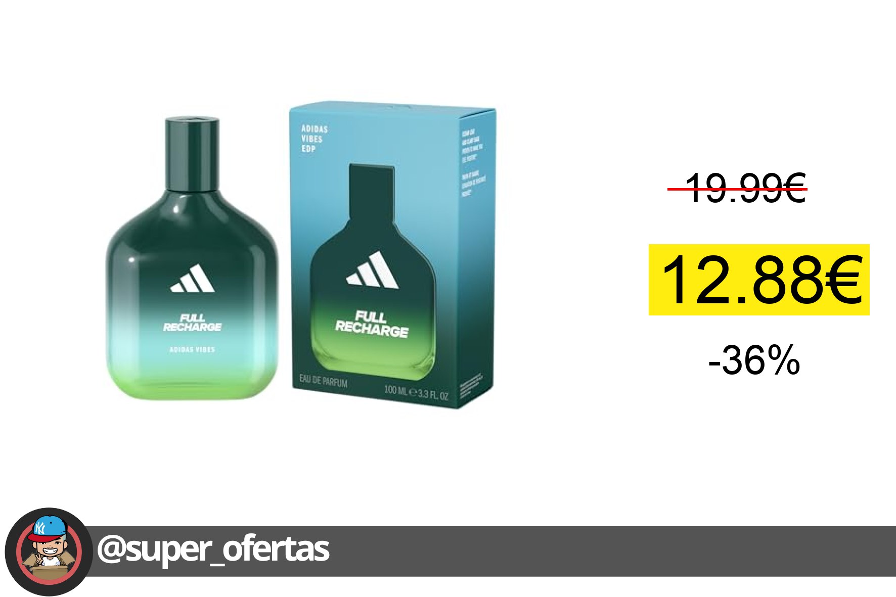 〽 adidas Vibes Full Recharge Eau de Parfum, 100 ml Descubre el Eau de Parf