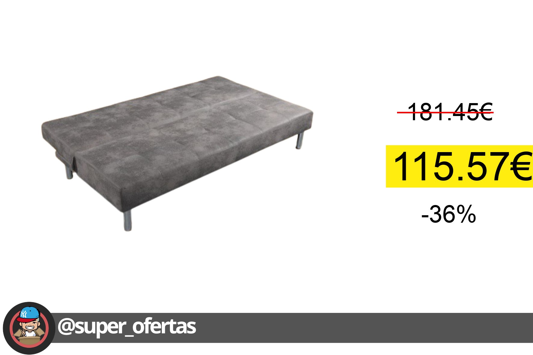 Cuponazo 〽 Sofá cama modelo Beisbol tapizado en tela Nolia. Disponible en varios