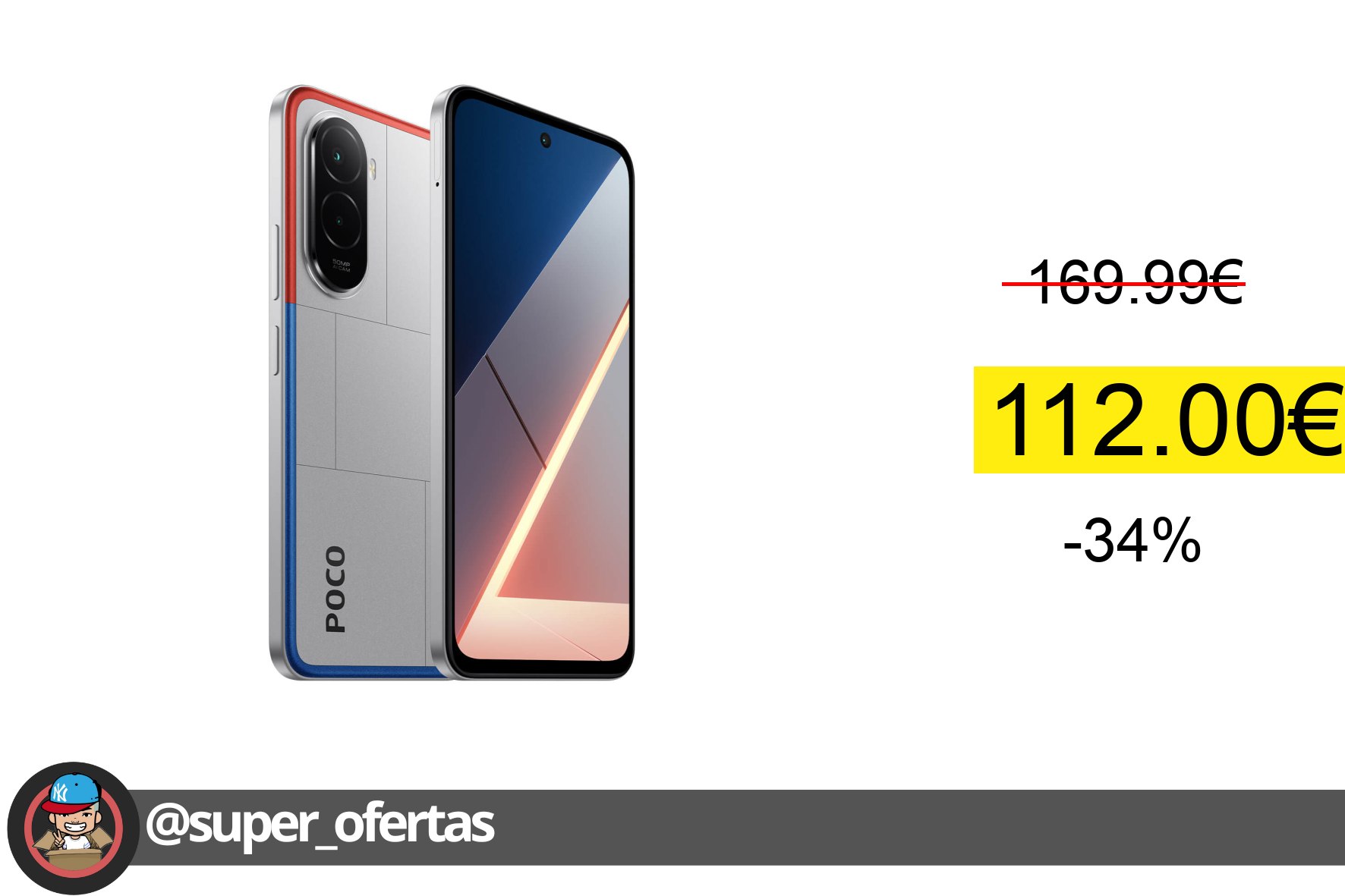 Cuponazo 〽 Poco M7, Pantalla FHD+ inmersiva de 6,9", Cámara dual con AI y resolu