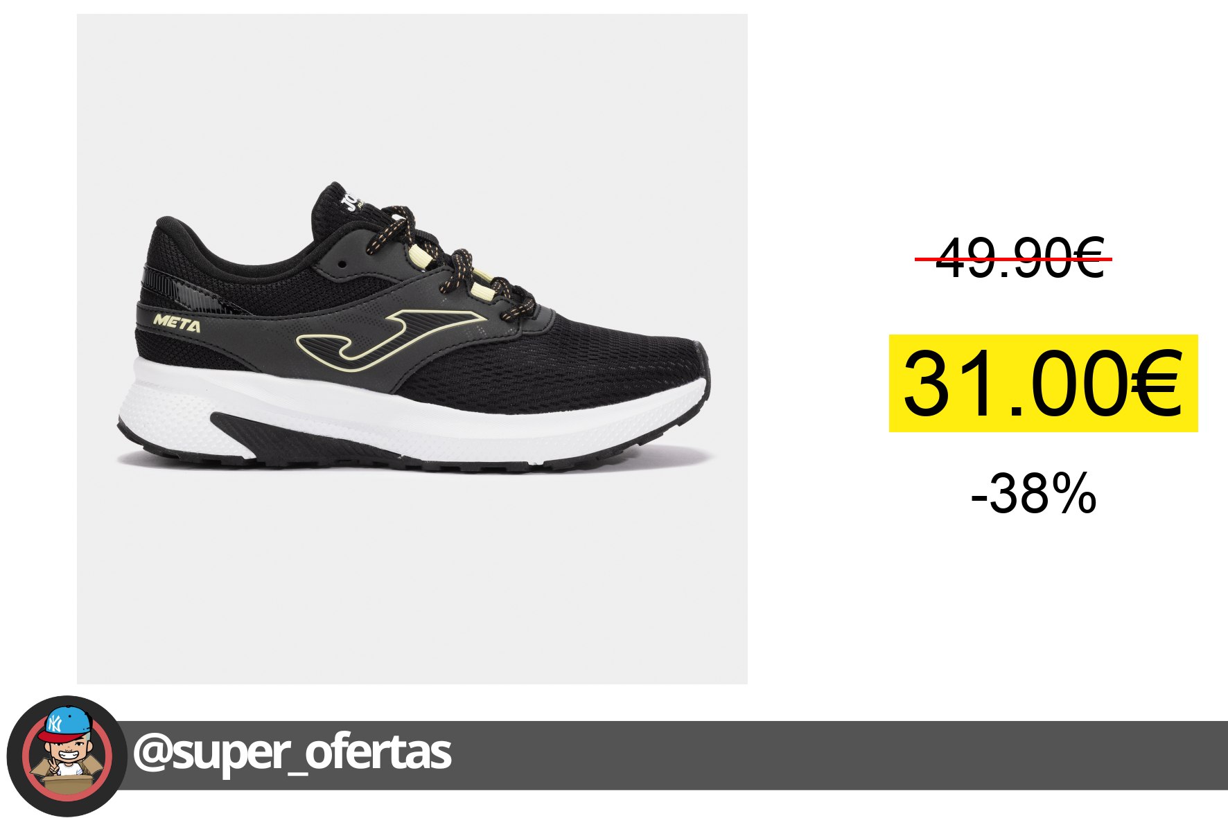 Cuponazo 〽 Zapatilla Running Mujer Joma Meta 2501 Negro Transpirable Zapatill