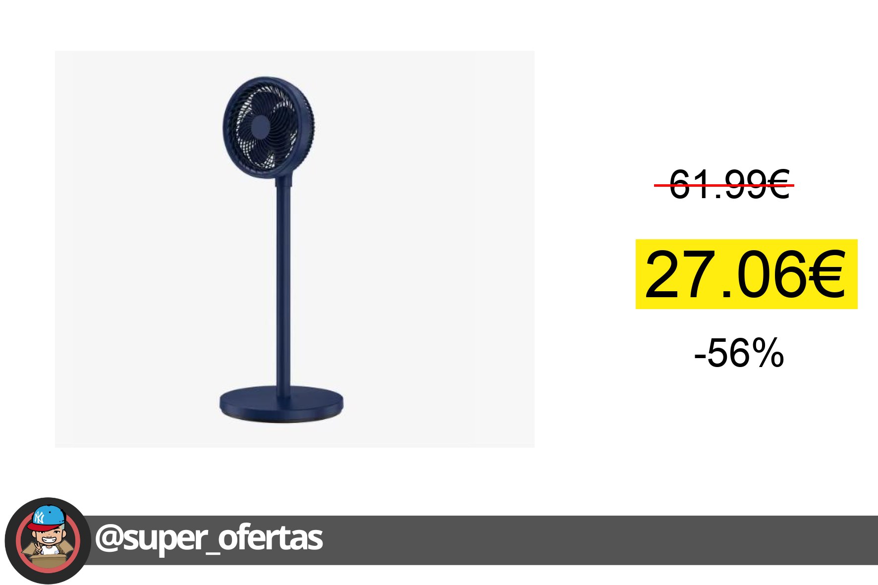 〽Ventilador de Pie Plegable 90W, Ventilador Circulador de Aire con 5 Aspas, 3 Velocidades, Osci
