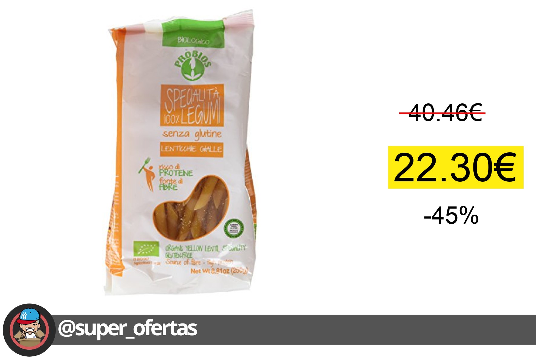 〽 Consigue pasta vegana de lentejas amarillas por 22,30€ con -45% de descuento. ¡Ahorras