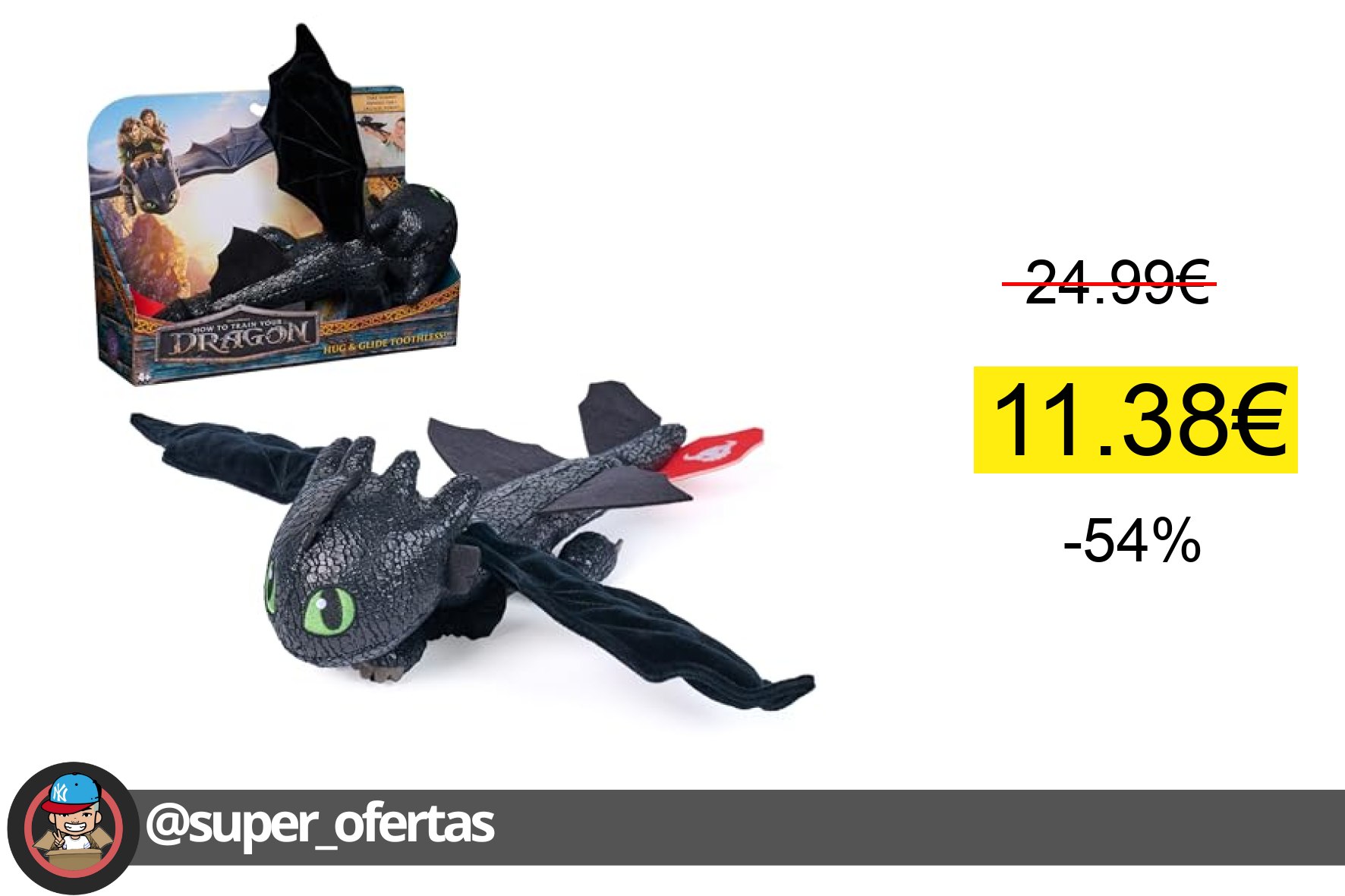 〽Dreamworks Dragons - Peluche Desdentao Cómo Entrenar a tu Dragón: Vuela y Abraza - Peluche D