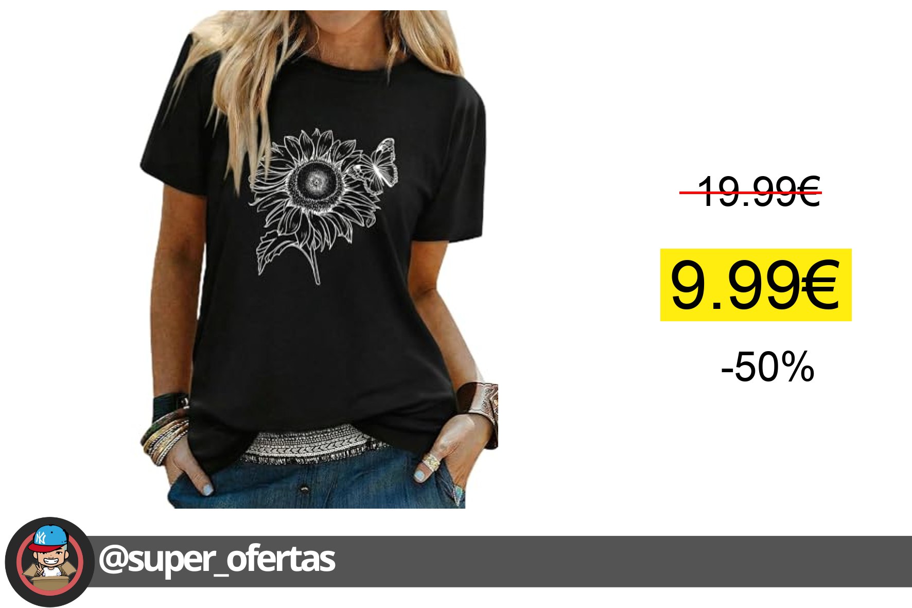 〽Gyabnw Camiseta Manga Corta Mujer Estampado de Girasoles Camisetas Basicas Mujer Cuello Redond oferta descuento