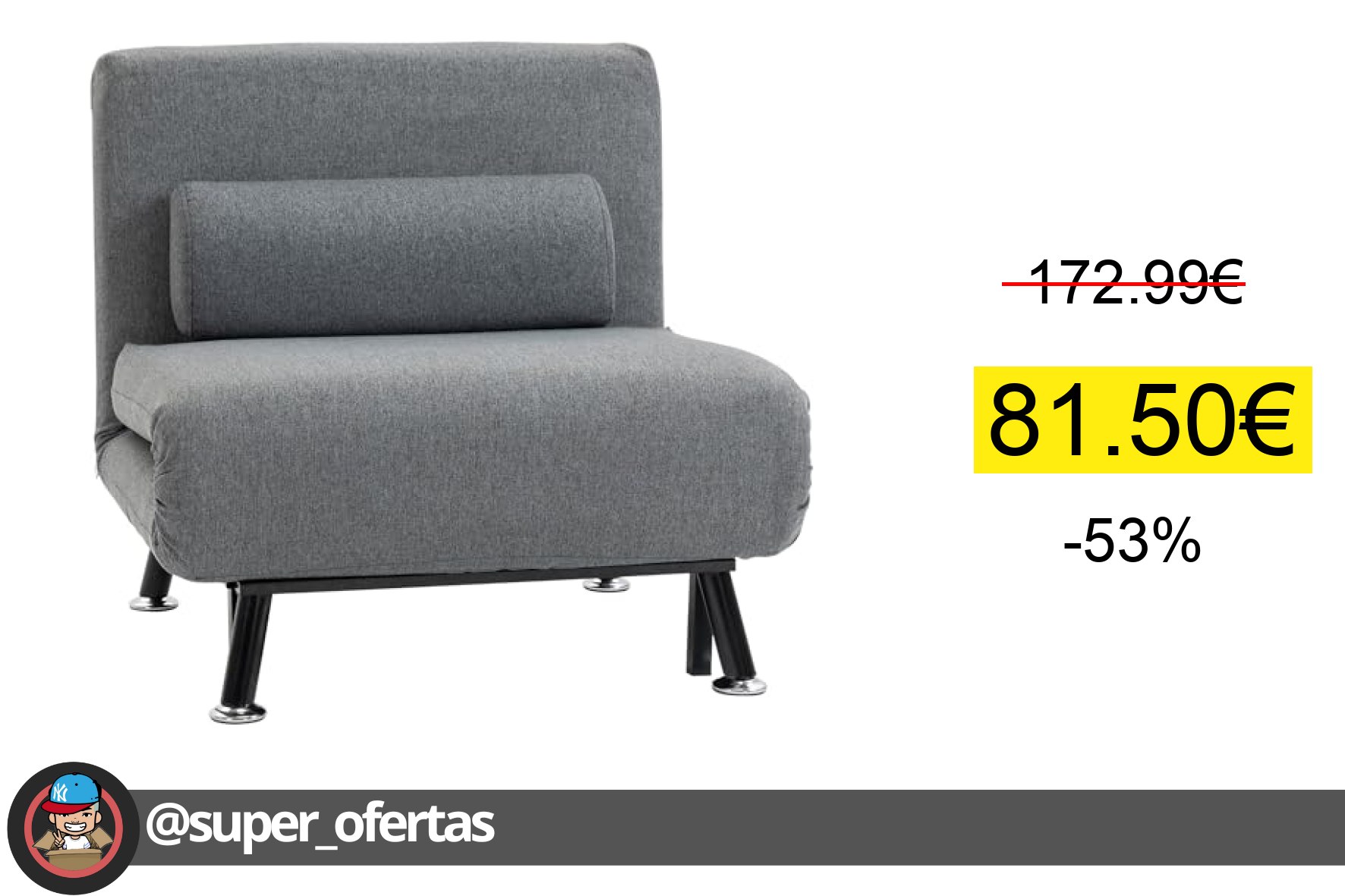 〽HOMCOM Sofá Cama de 1 Plaza 3 en 1 Sofá Cama Plegable Tapizado en Lino con Respaldo Ajustabl