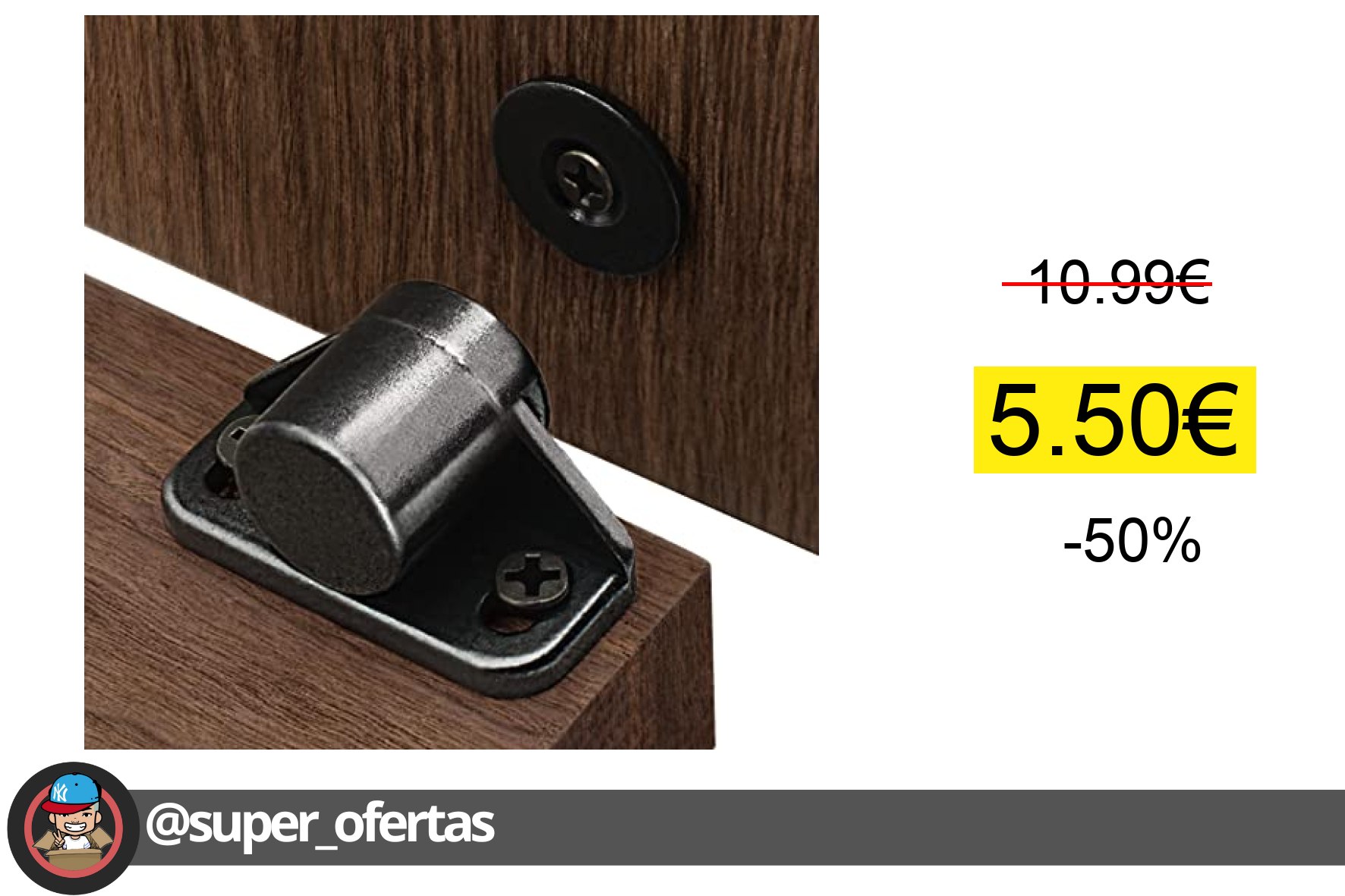 〽Imanes Puertas Armario, Iman Puerta 4 Piezas Negro Cierre Magnetico Para Puerta Pestillo Corre