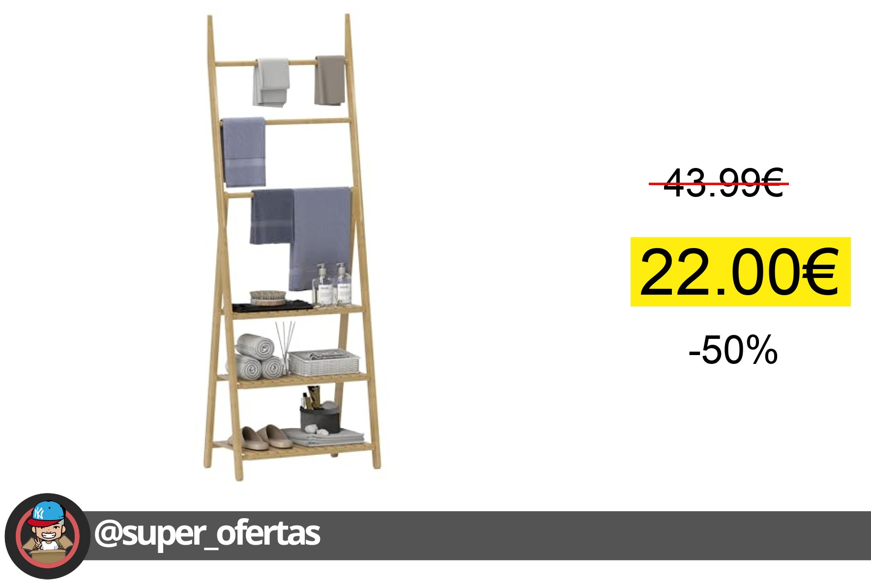 〽HOMCOM Estantería de Baño de Bambú con 3 Estantes Estantería de Almacenaje Plegable con Ba