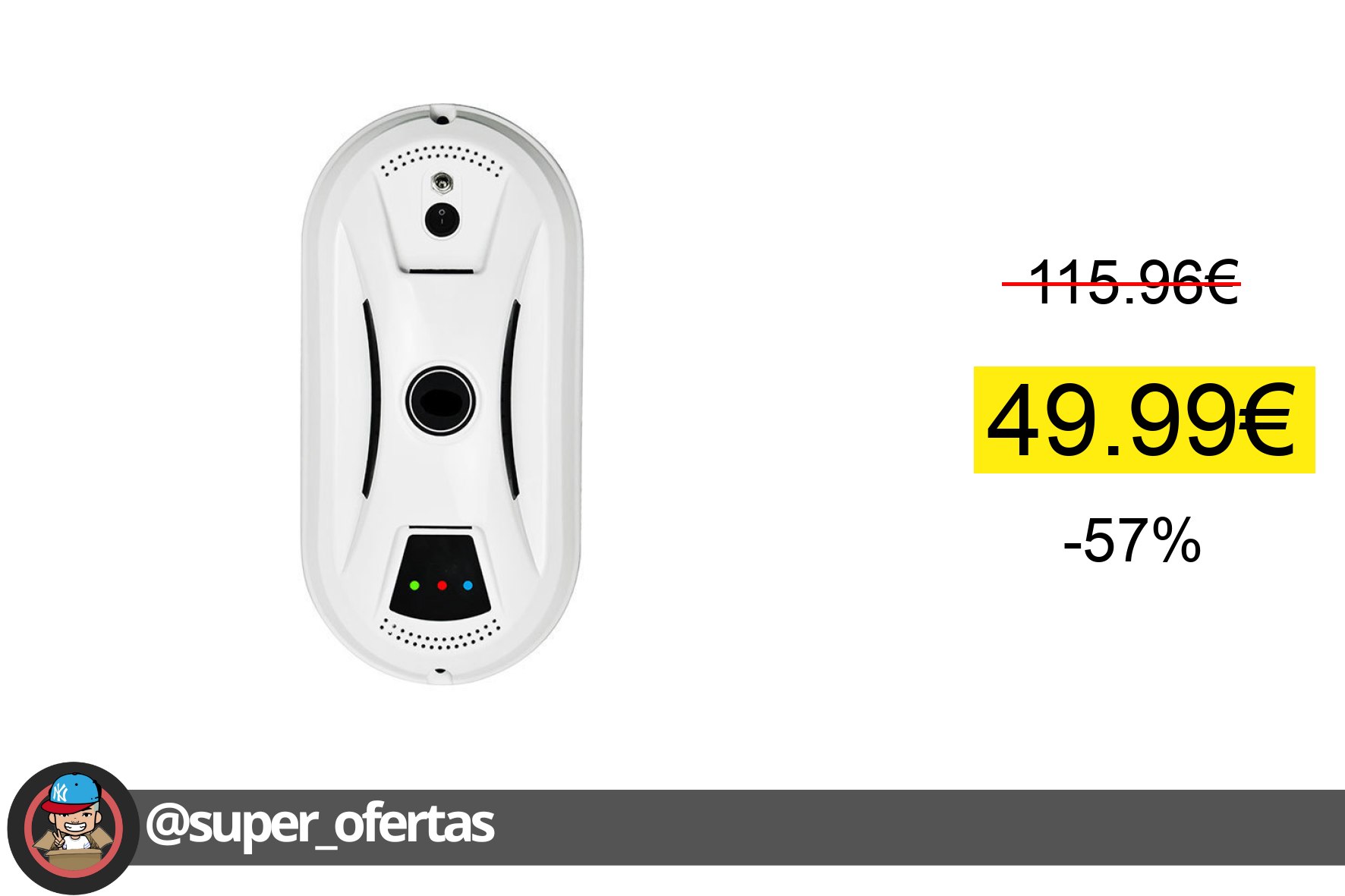 〽Robot Limpiacristales Eléctrico 5600Pa Limpiador de ventanas automático para exterior e in